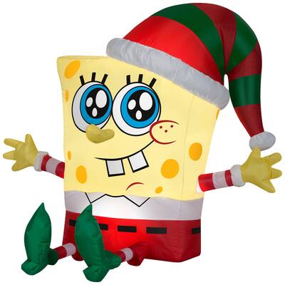 2.5ft. Airblown® Inflatable SpongeBob in Holiday Outfit | Michaels