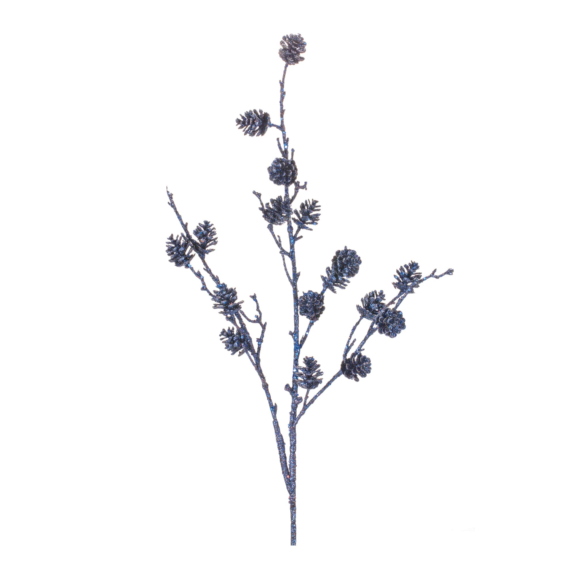 39&#x22; Glittered Blue Pinecone Twig Sprays, 6ct.