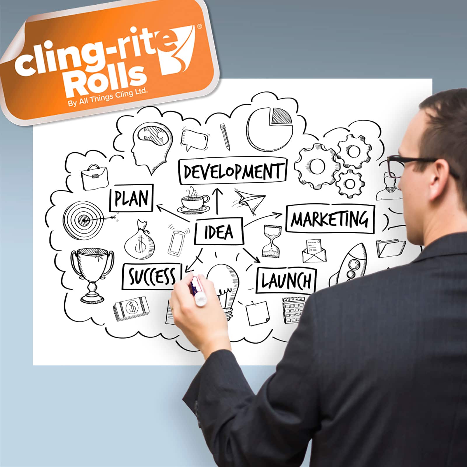 Cling-rite Dry Erase Economy Roll
