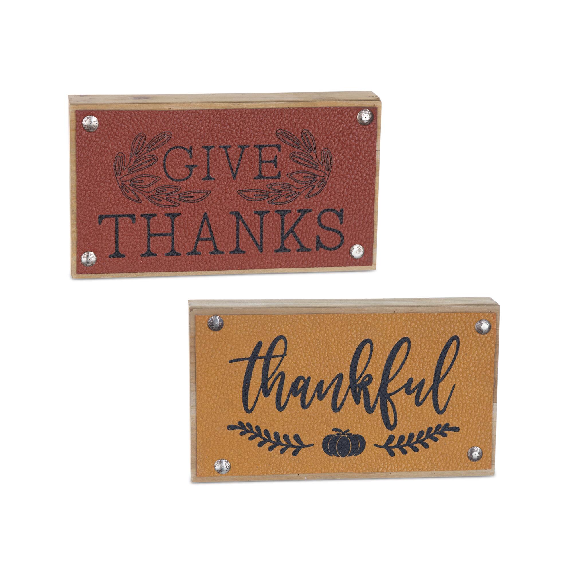 7&#x22; Thankful Harvest Sign Set