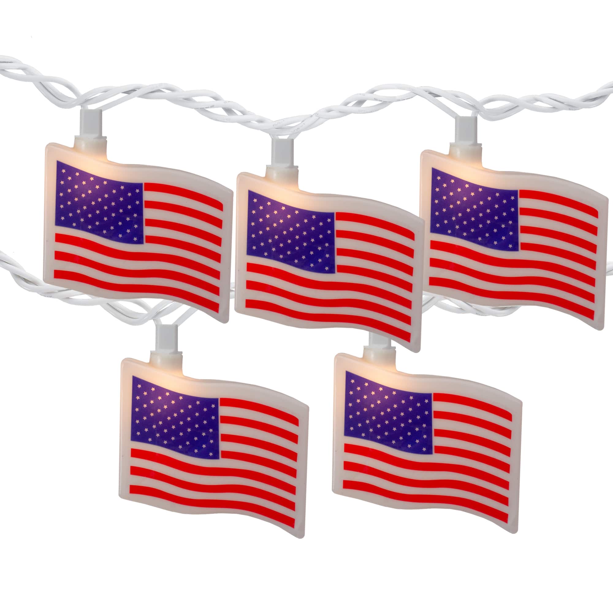 10ct. Red & Blue Patriotic American Flag 4th of July Lights