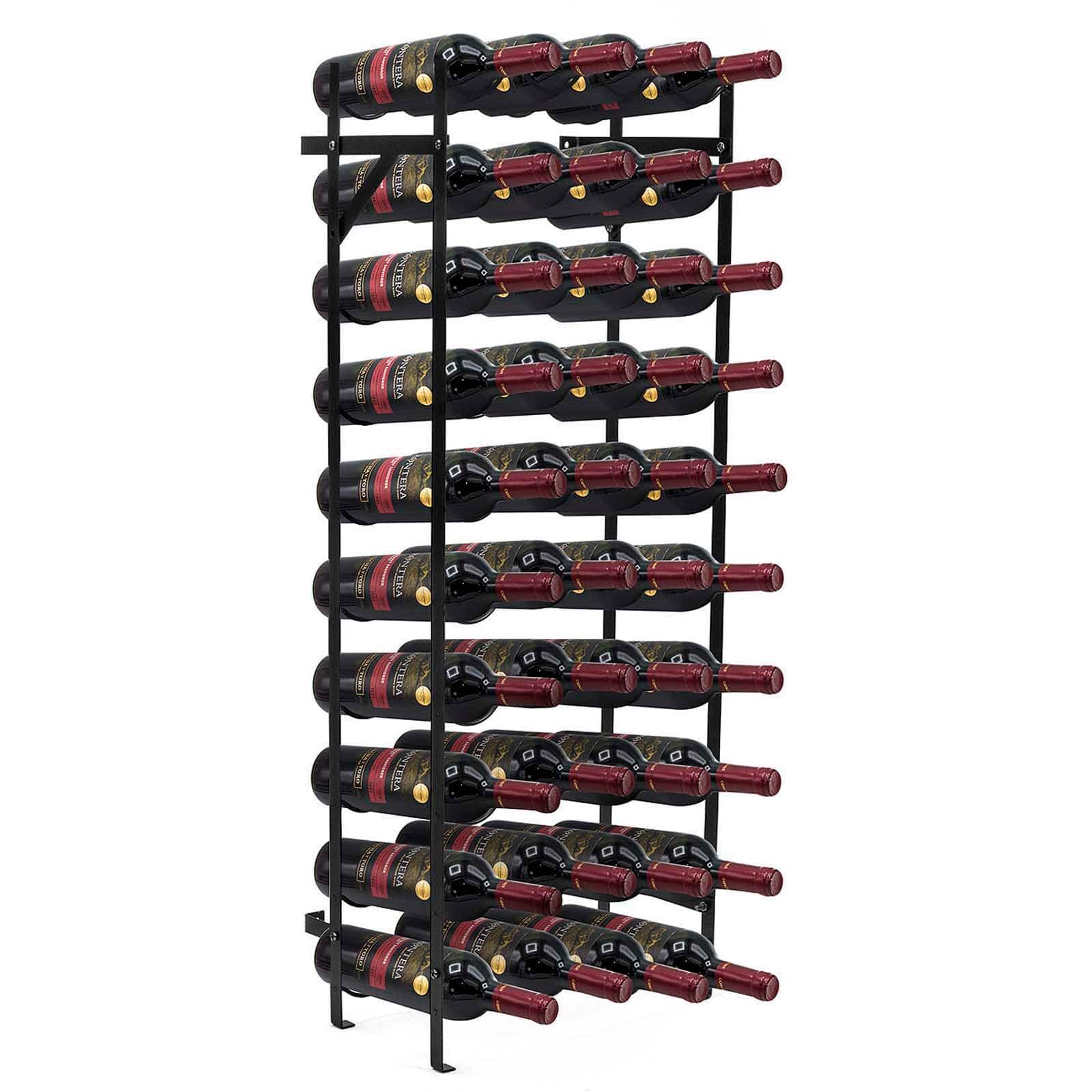 Sorbus Black 40-Bottle Freestanding Metal Wine Rack