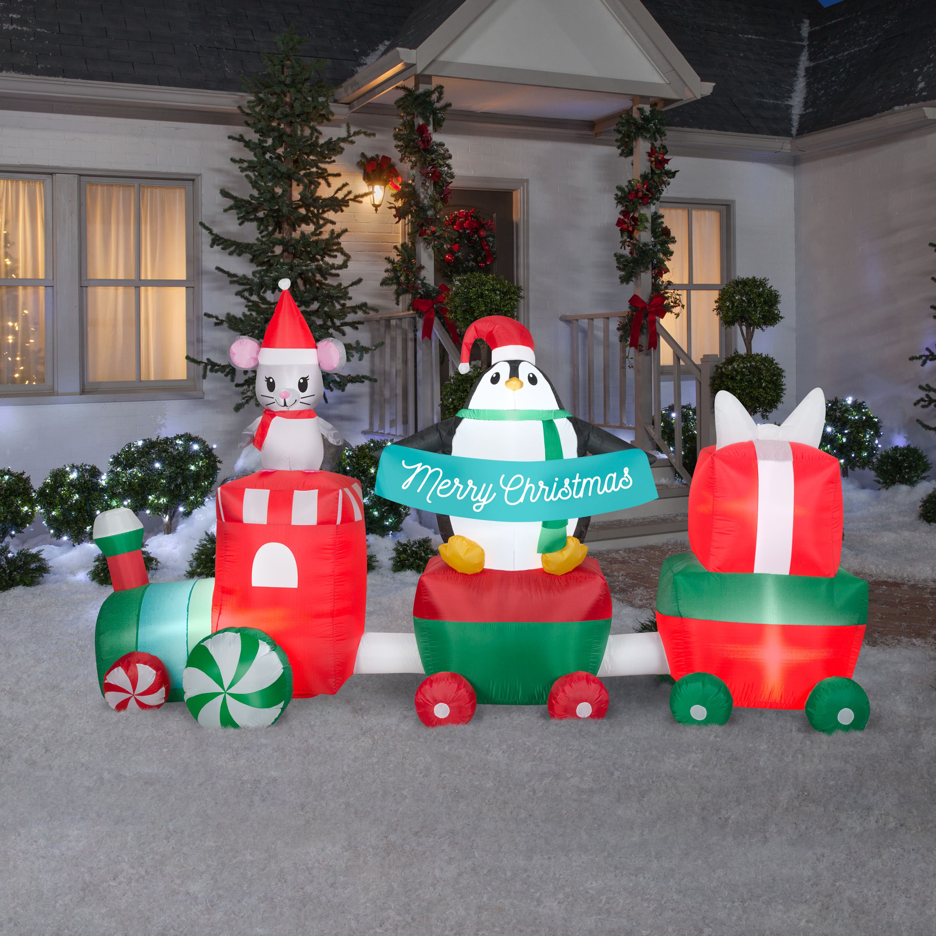 5.5ft. Airblown® Inflatable Christmas Train Scene