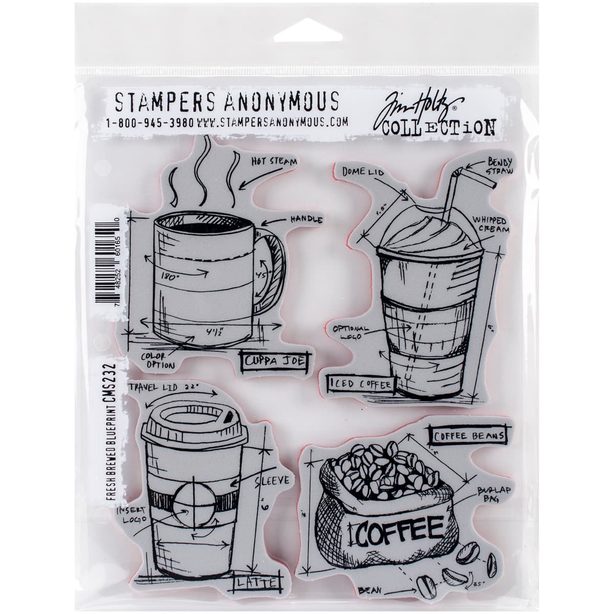 Stampers Anonymous Tim Holtz&#xAE; Fresh Brewed Blueprint Cling Stamps