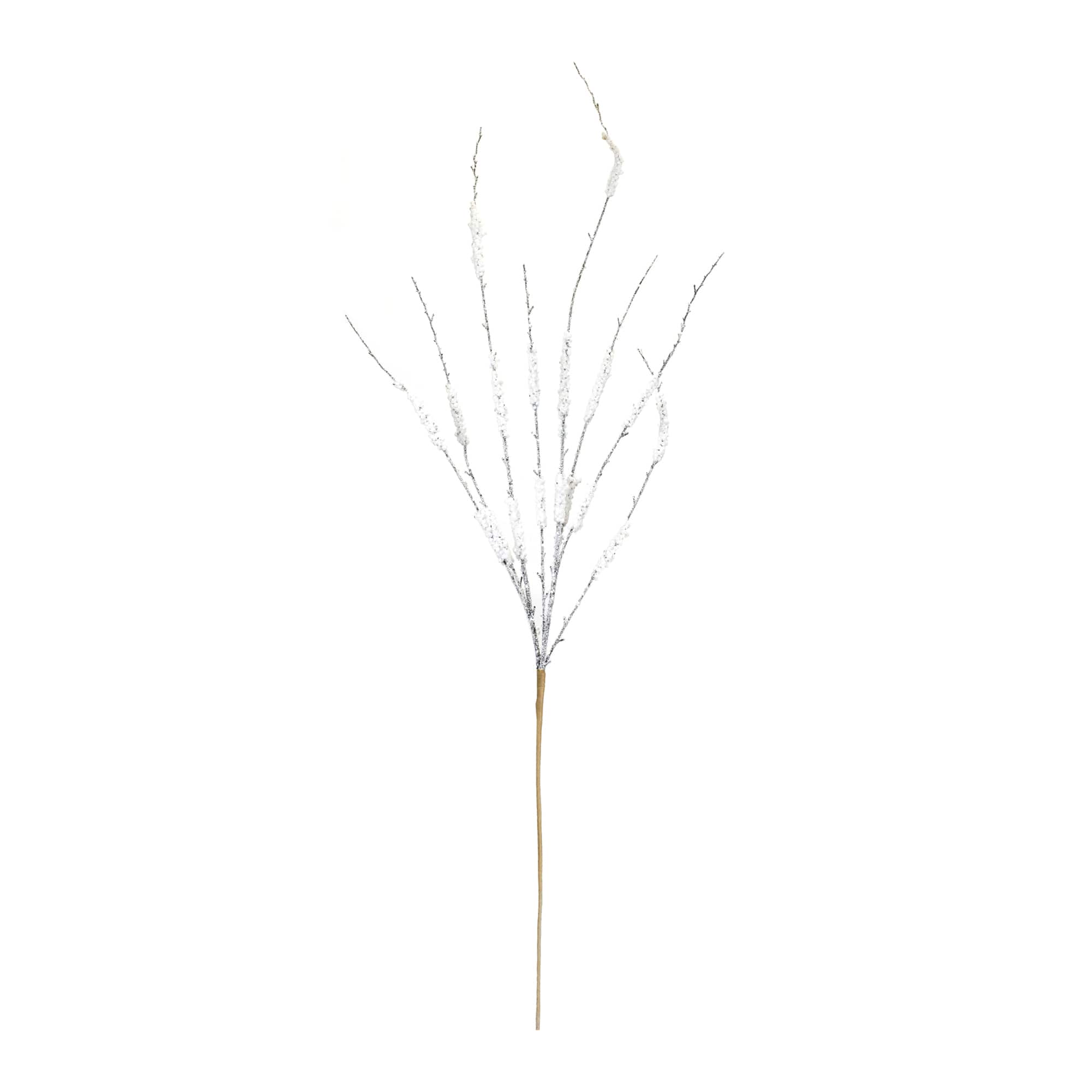 Silver Flocked Tinsel Branch, 12ct.