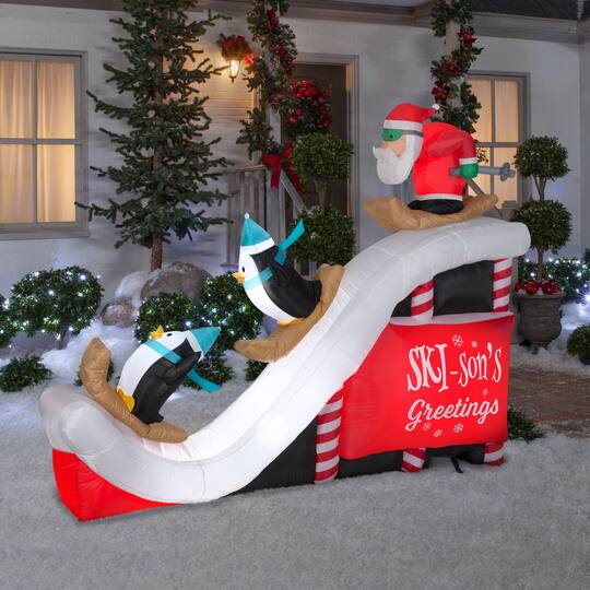 7ft. Airblown® Inflatable Christmas Santa Ski Scene | Michaels