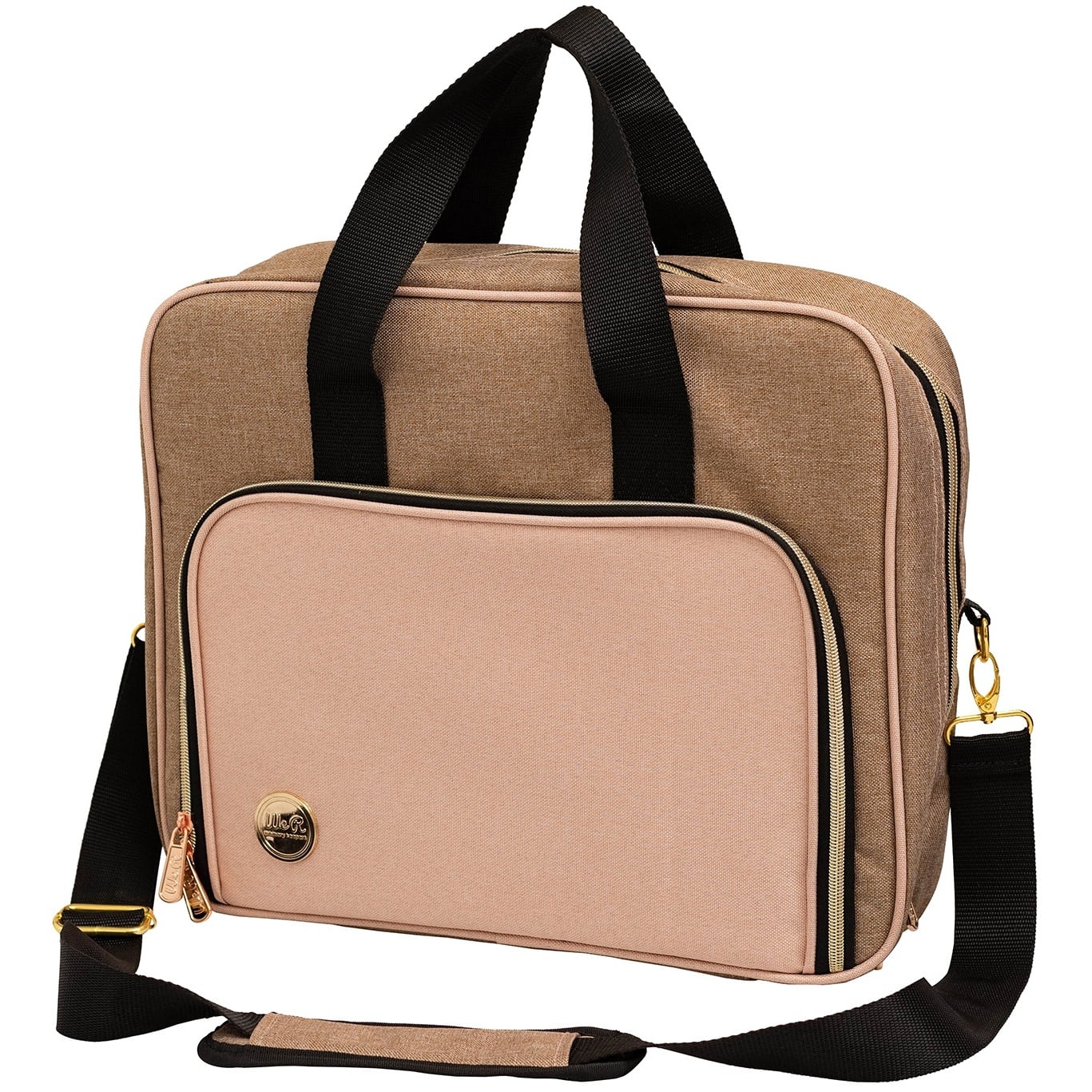 We R Memory Keepers&#xAE; Taupe &#x26; Pink Crafter&#x27;s Shoulder Bag