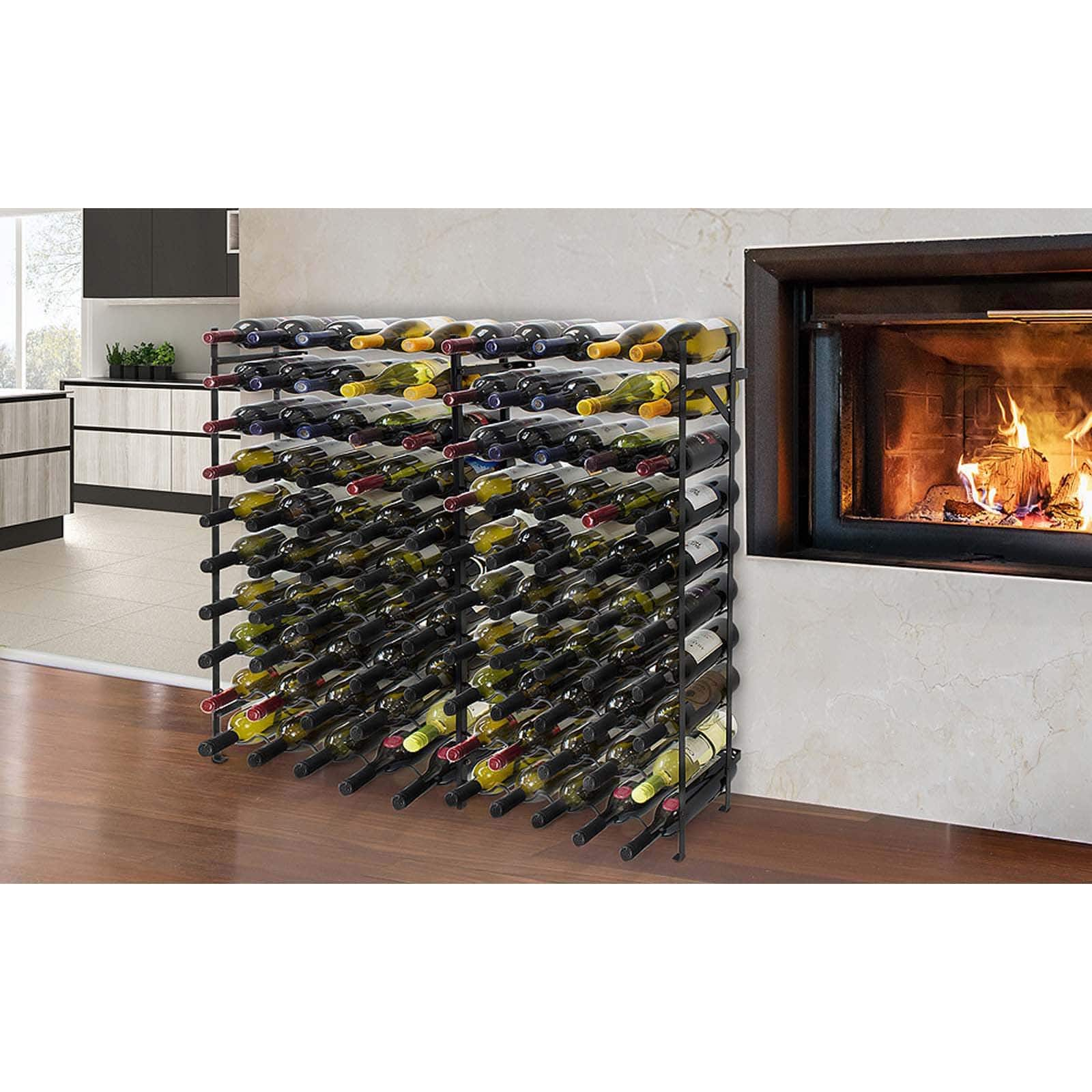 Sorbus Black 100-Bottle Freestanding Metal Wine Rack