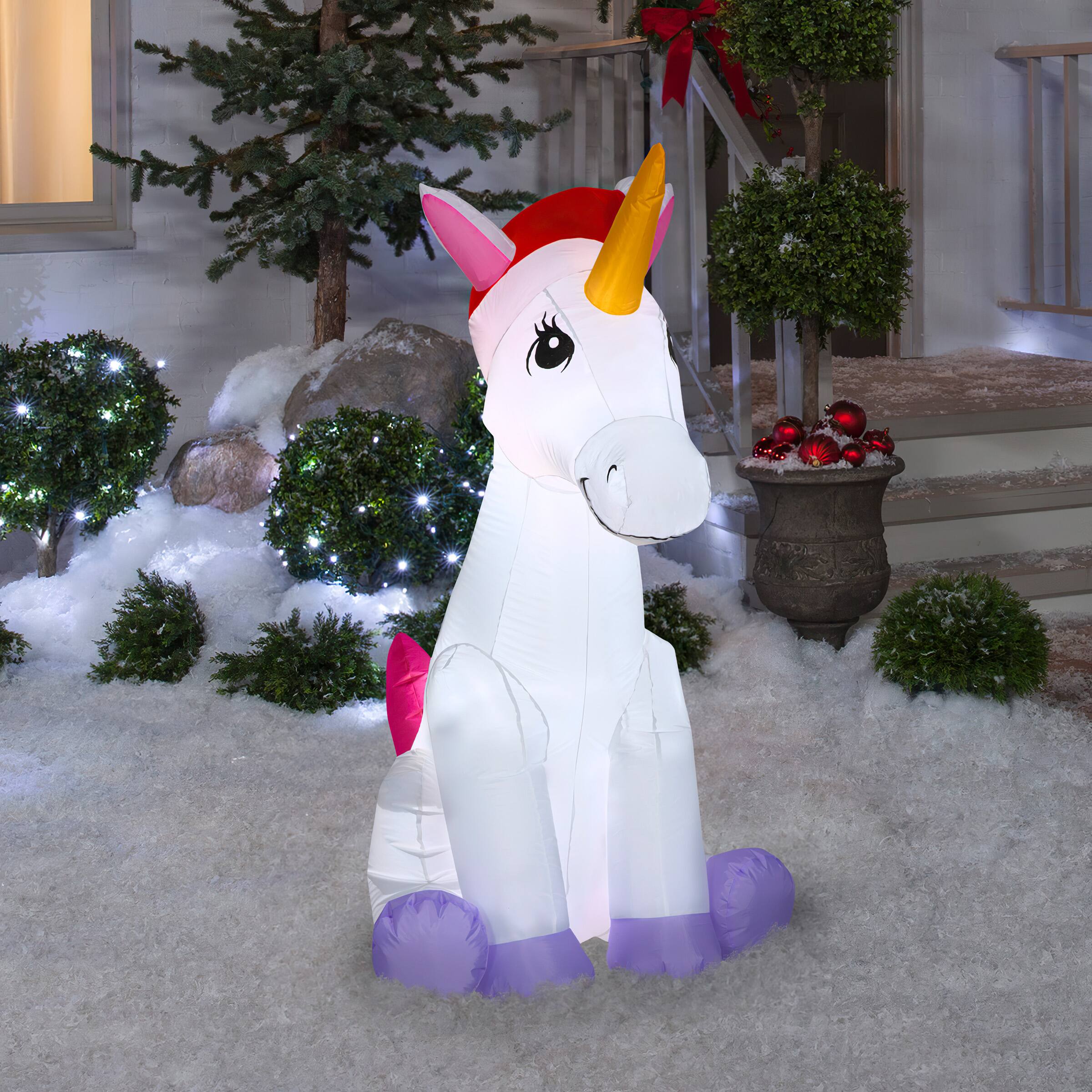 4.5ft. Airblown® Inflatable Christmas Unicorn