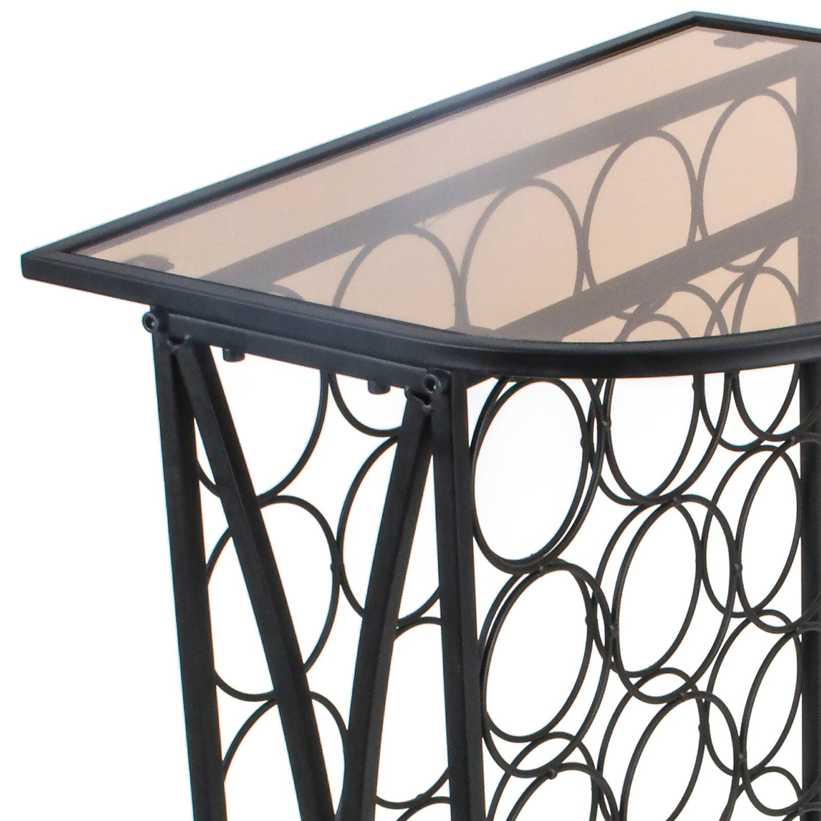 Sorbus 30-Bottle Metal Wine Stand with Glass Top
