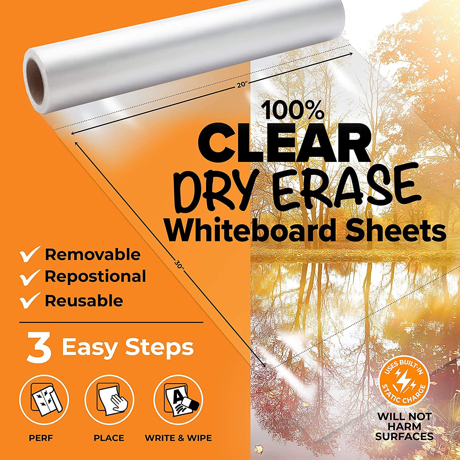 Clear Cling-rite Dry Erase Roll