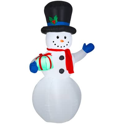 7ft. Airblown® Inflatable Snowman with Gift | Christmas Inflatables ...