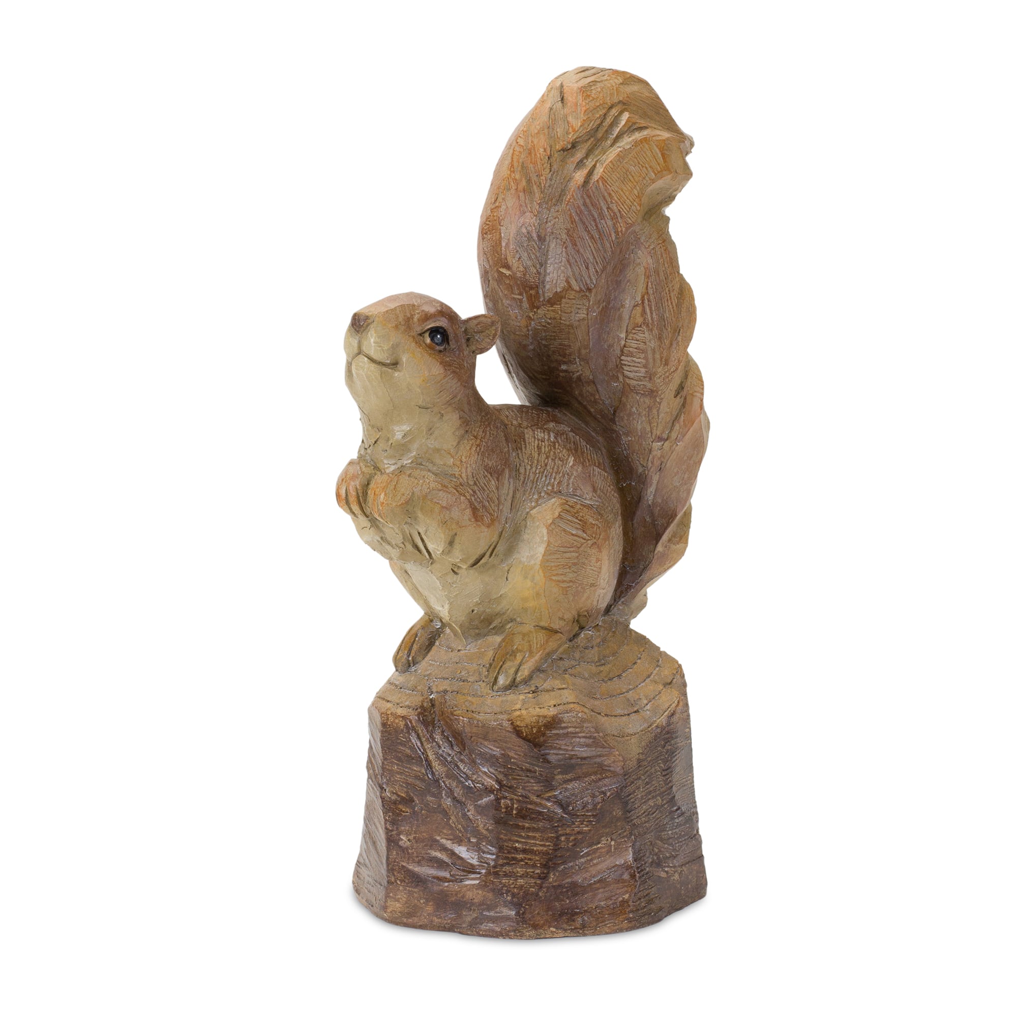Perched Squirrel on Tree Stump Figurine Set