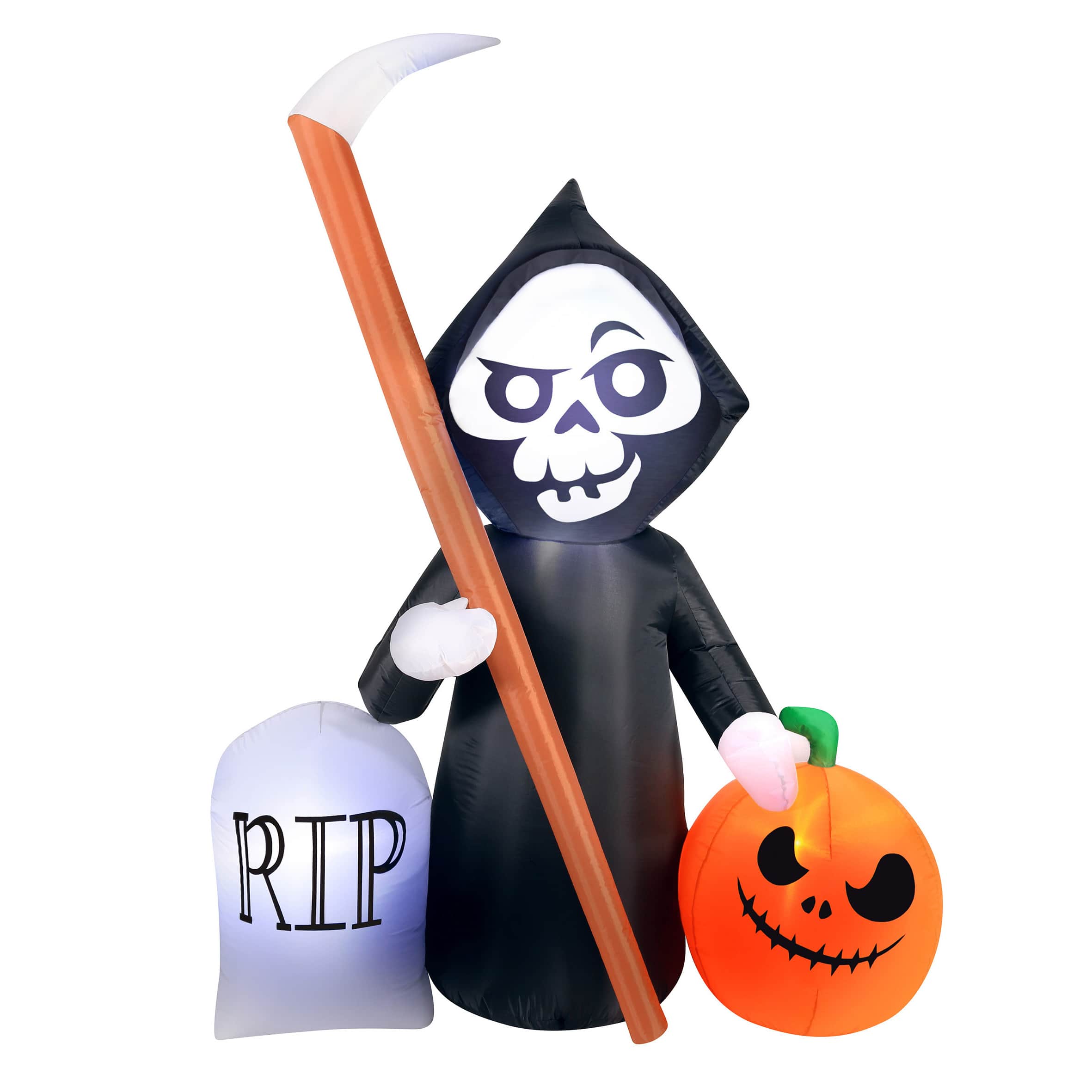 5.5ft. Airflowz Inflatable Halloween Reaper & Pumpkin Scene | Halloween ...