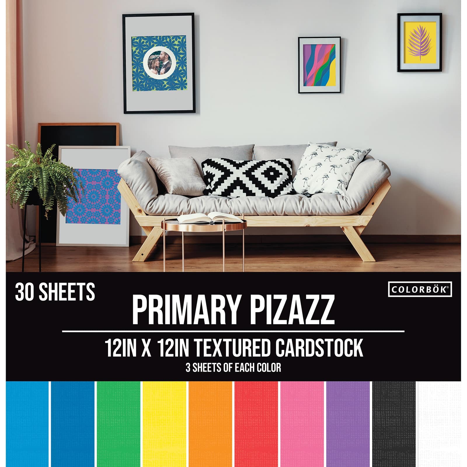 Colorbok&#xAE; 12&#x22; x 12&#x22; Primary Pizazz Textured Cardstock, 30 Sheets