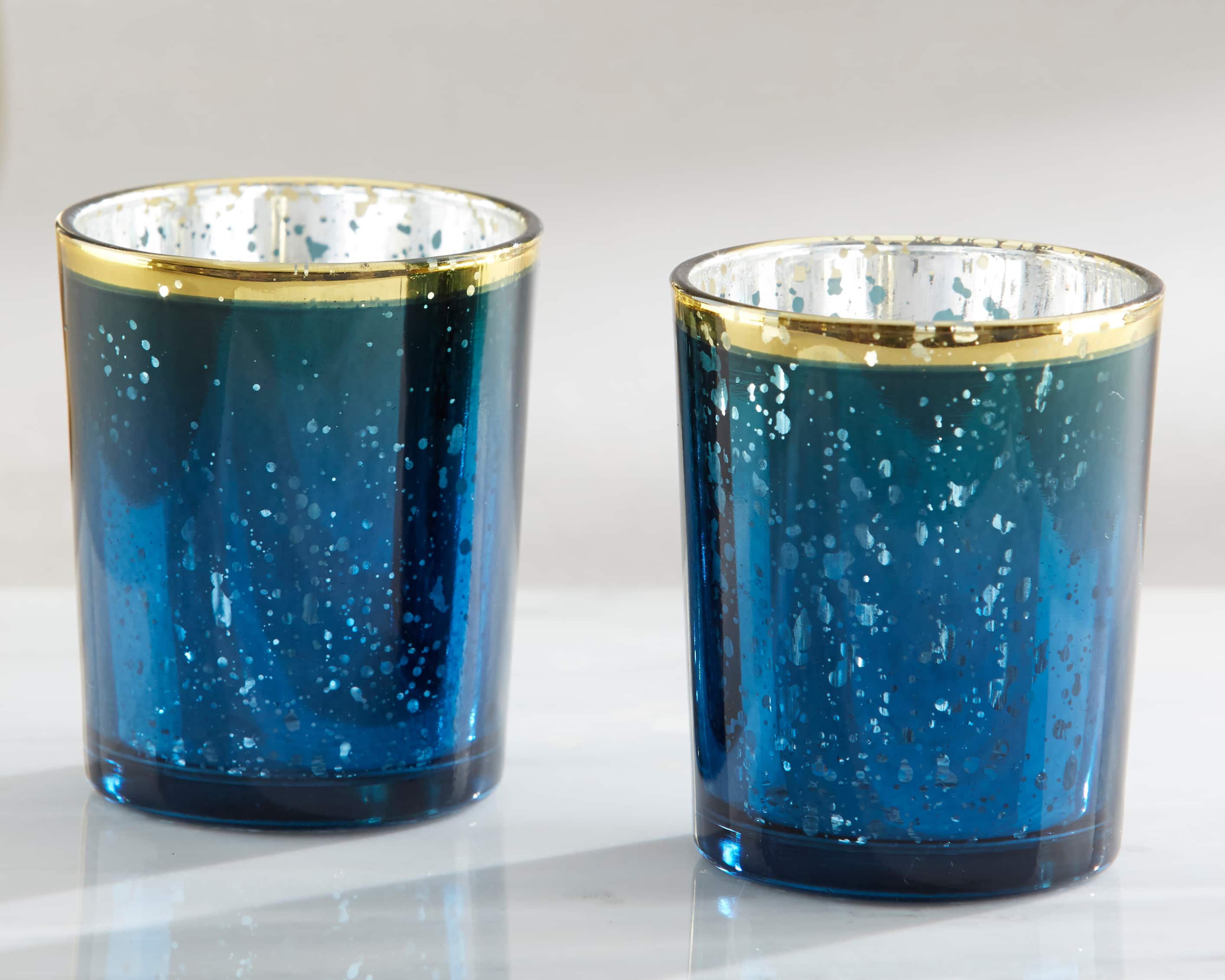 Kate Aspen® Blue Mercury Glass Tea Light Holder, 4ct.