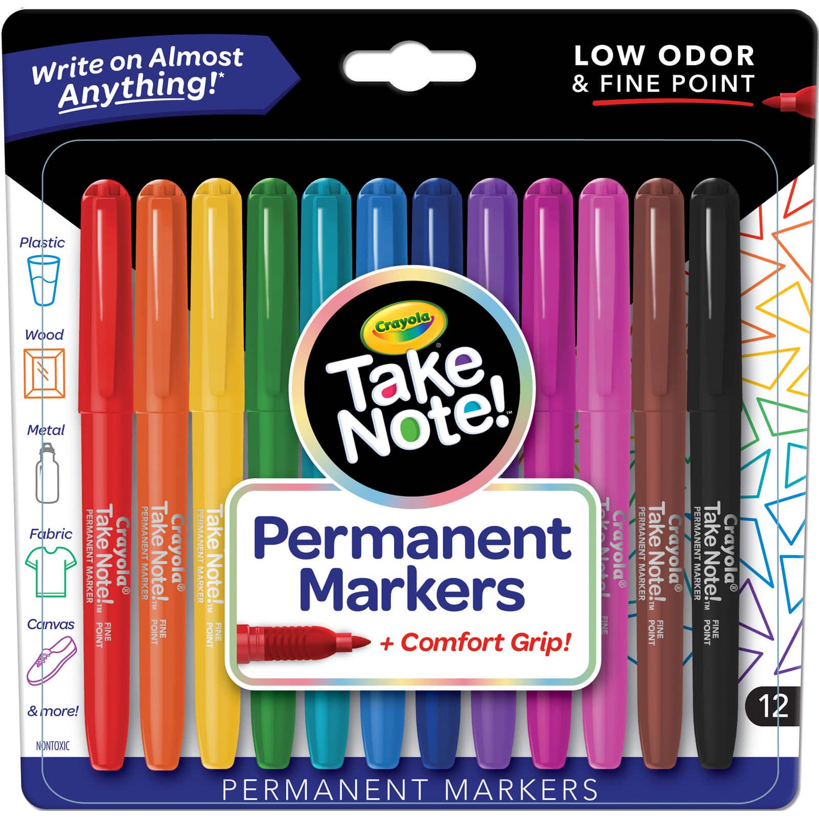 Crayola Take Note Permanent Markers 12 ct
