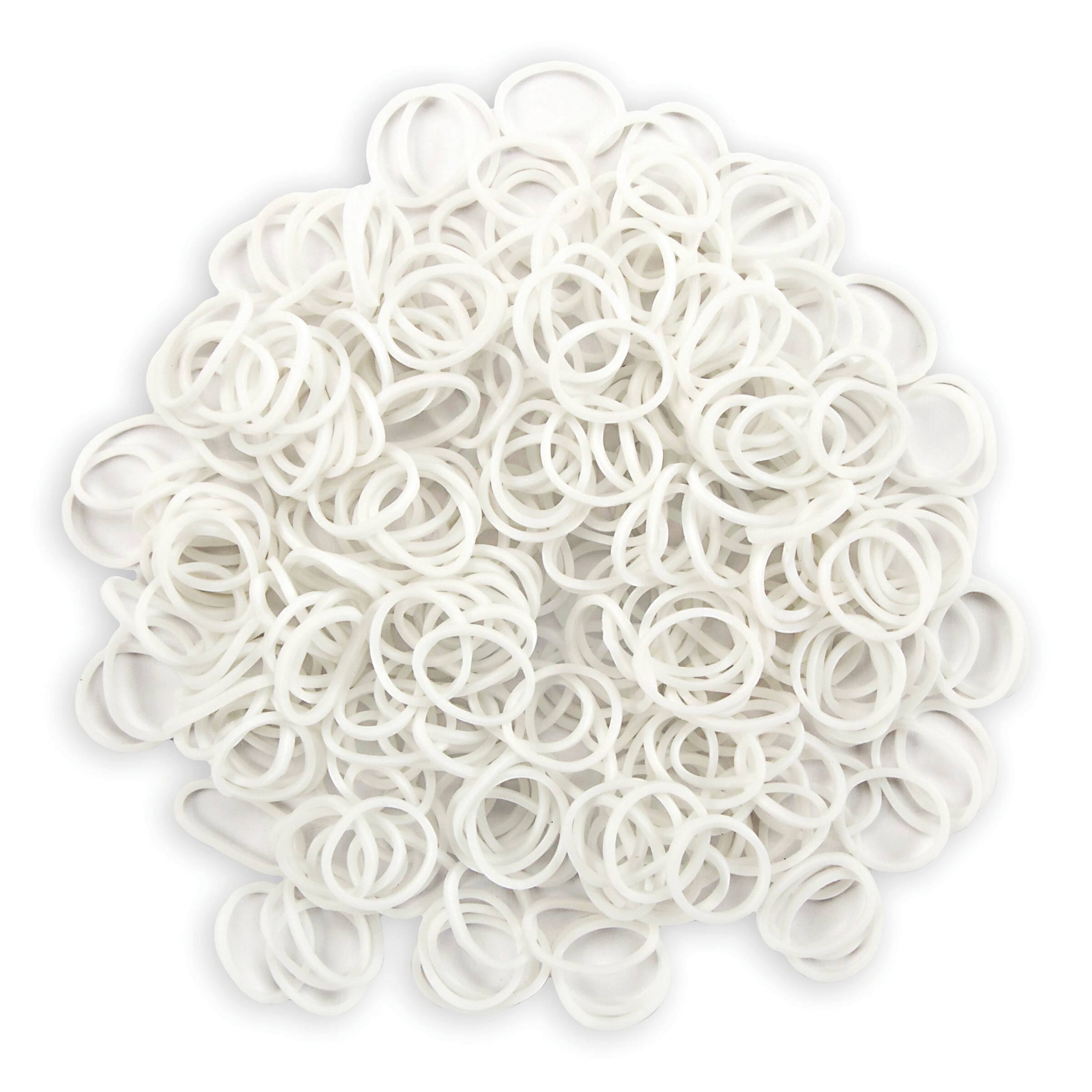 Stretch Band Bracelet Loops 300 White Rubber Bands for Bracelets