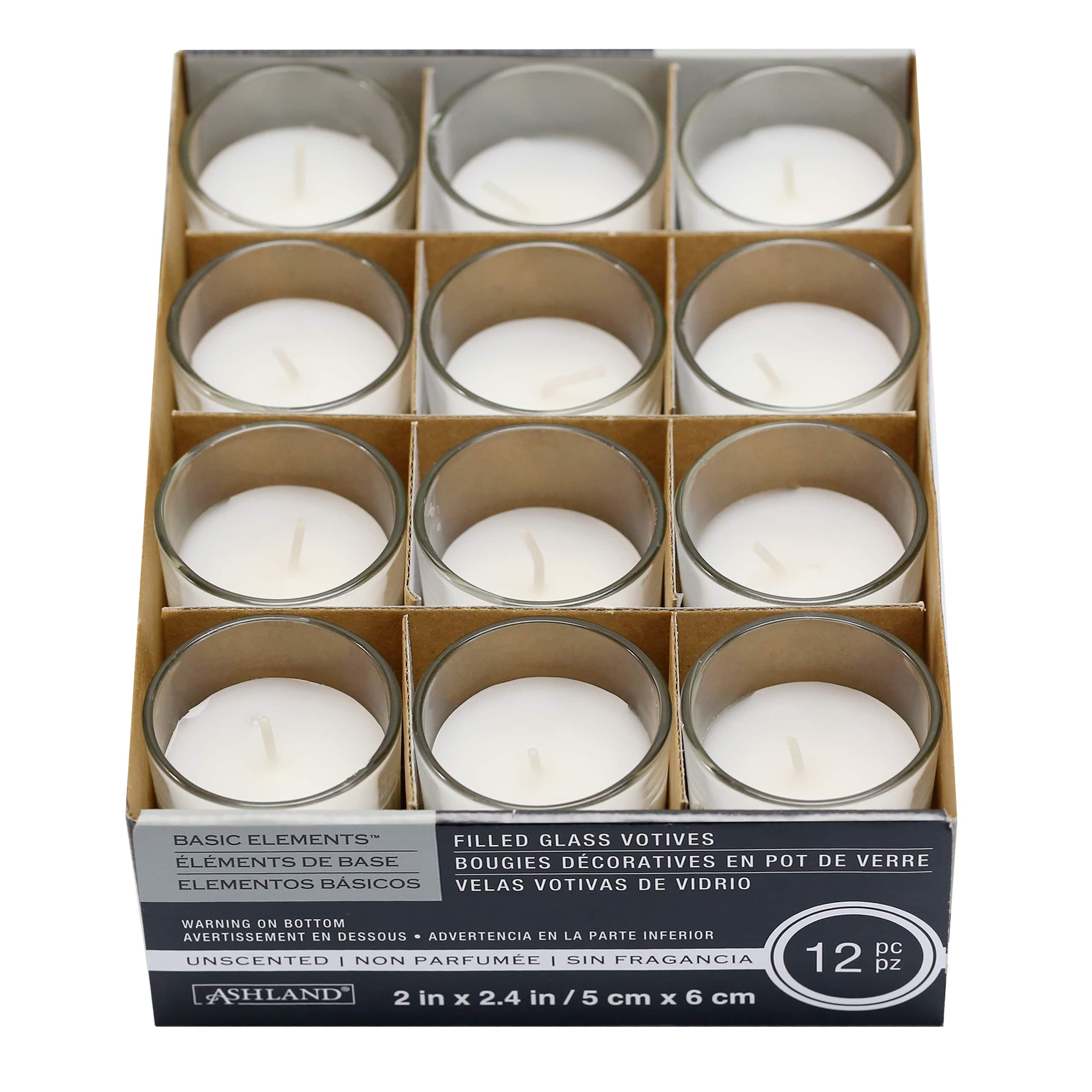 12 White Glass Votive Candles by Ashland® Basic Elements™