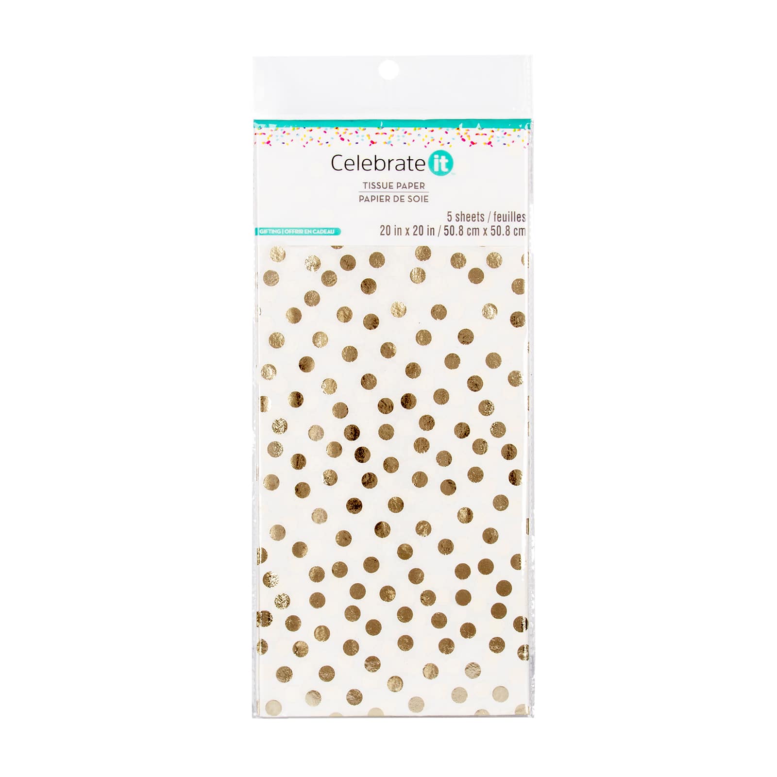 White &#x26; Gold Dotted Tissue Paper Sheets by Celebrate It&#x2122;