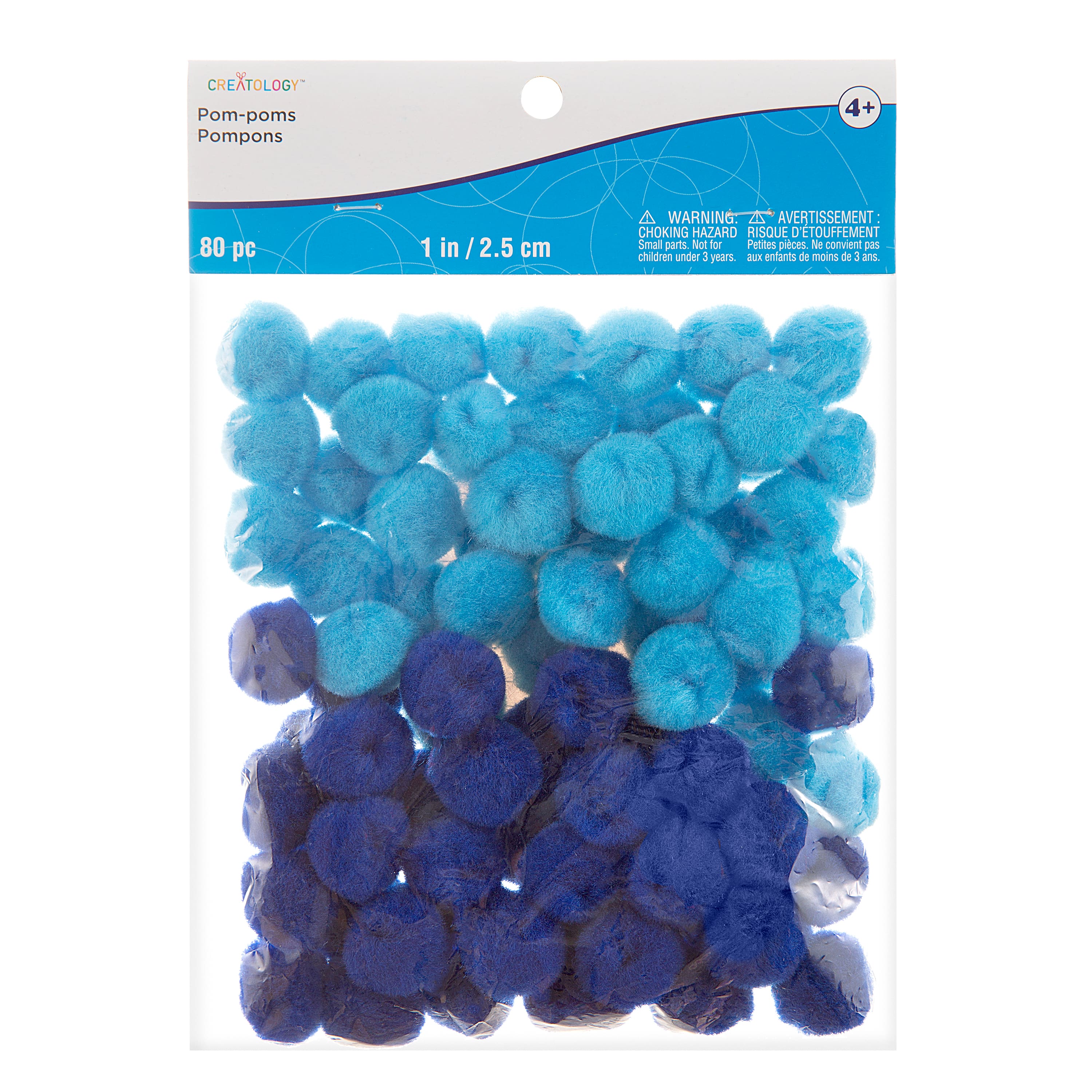 12 Packs: 80 ct. (960 total) 1" Blue Mix Pom Poms by Creatology™