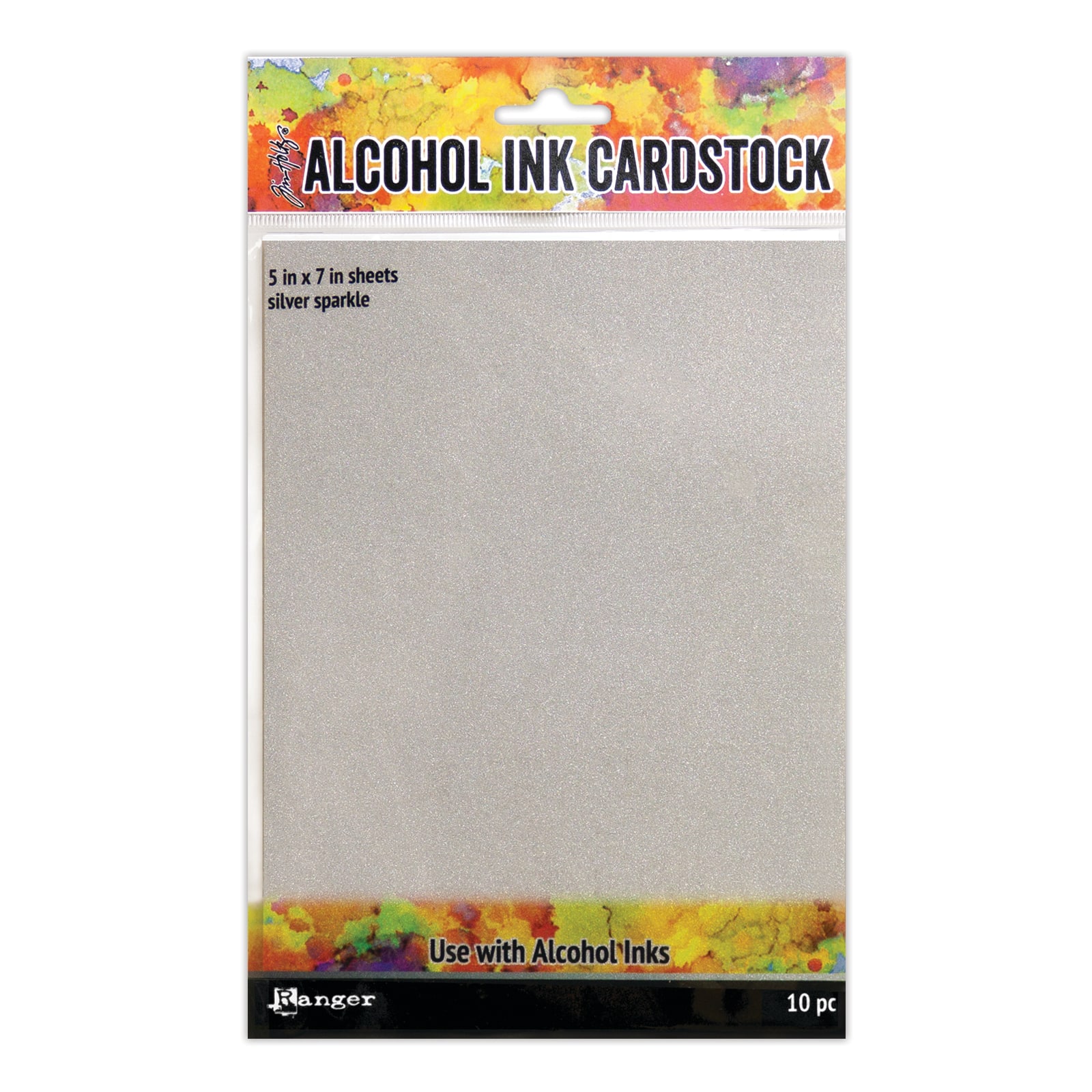 Ranger Tim Holtz Alcohol Ink Cardstock Silver 10 Sheets Black or Sparkle
