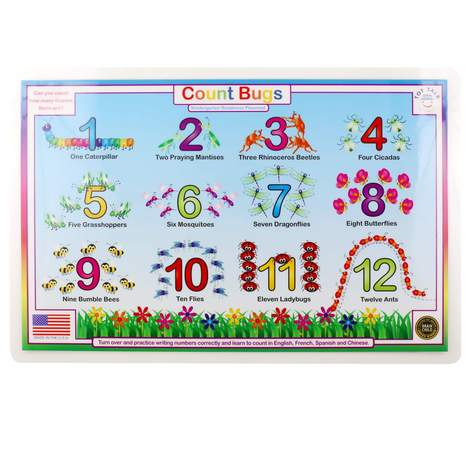 12 Pack: Tot Talk Count Bugs Placemat