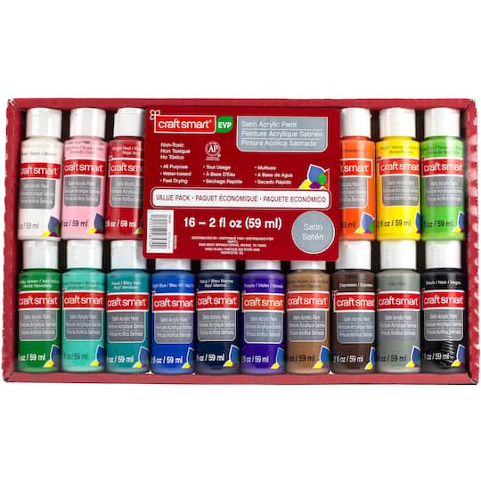Craftsmart Color Chart 16 Color Satin Acrylic Paint Value Pack by Craft Smart® | Michaels