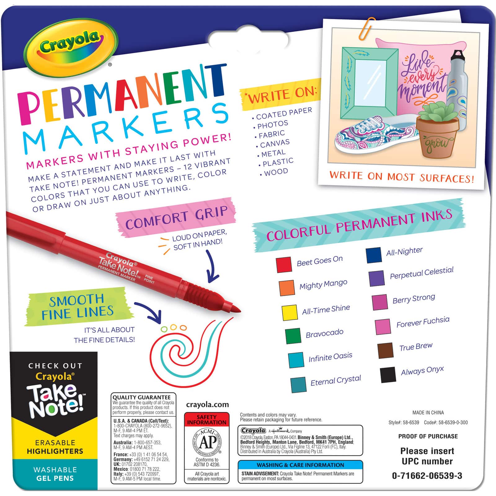 Crayola Take Note! No Harsh Odor Permanent Markers