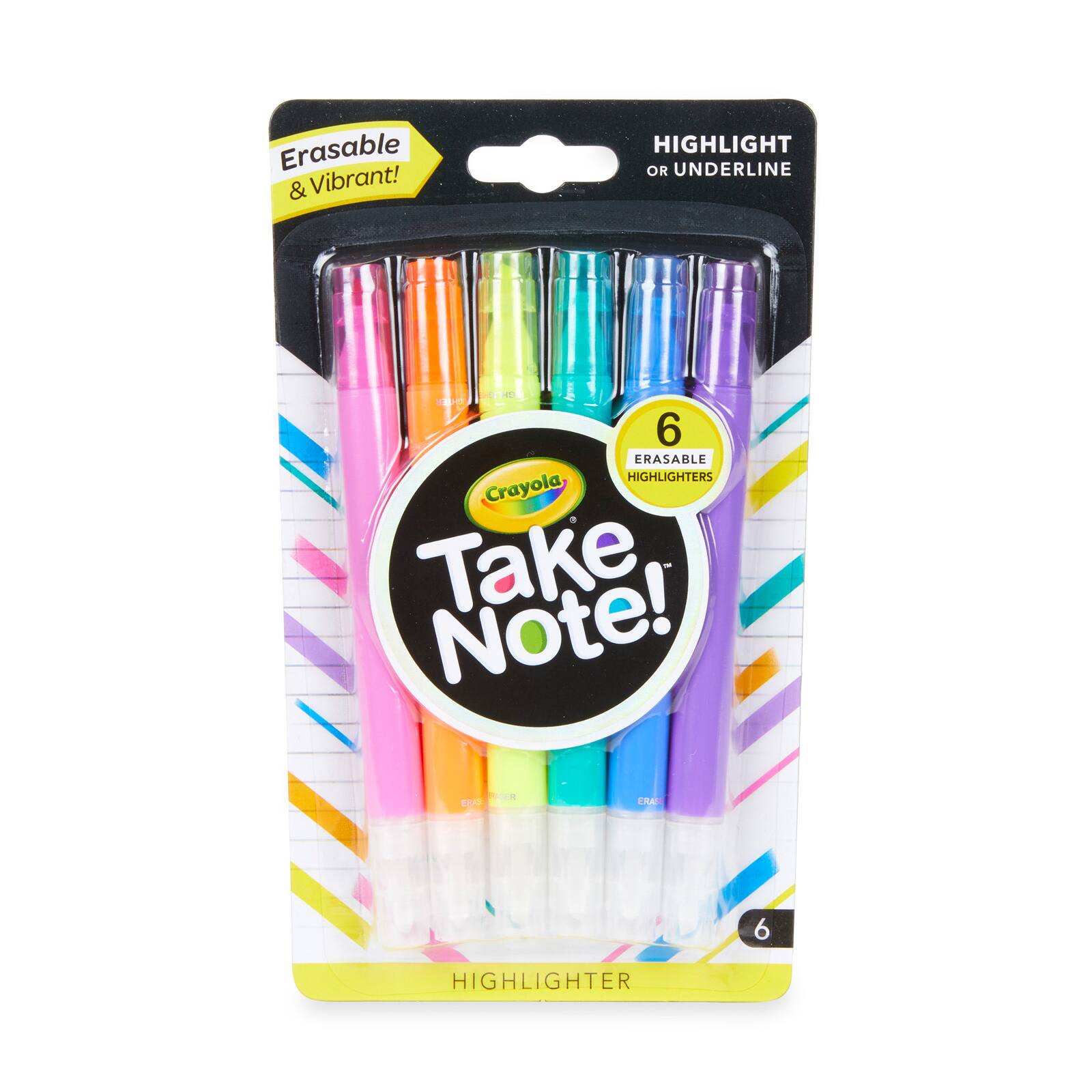 24 Packs: 6 ct. (144 total) Crayola® Take Note™ Erasable Highlighters