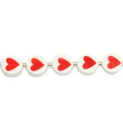 Red & White Ceramic Heart Beads, 16mm by Bead Landing™