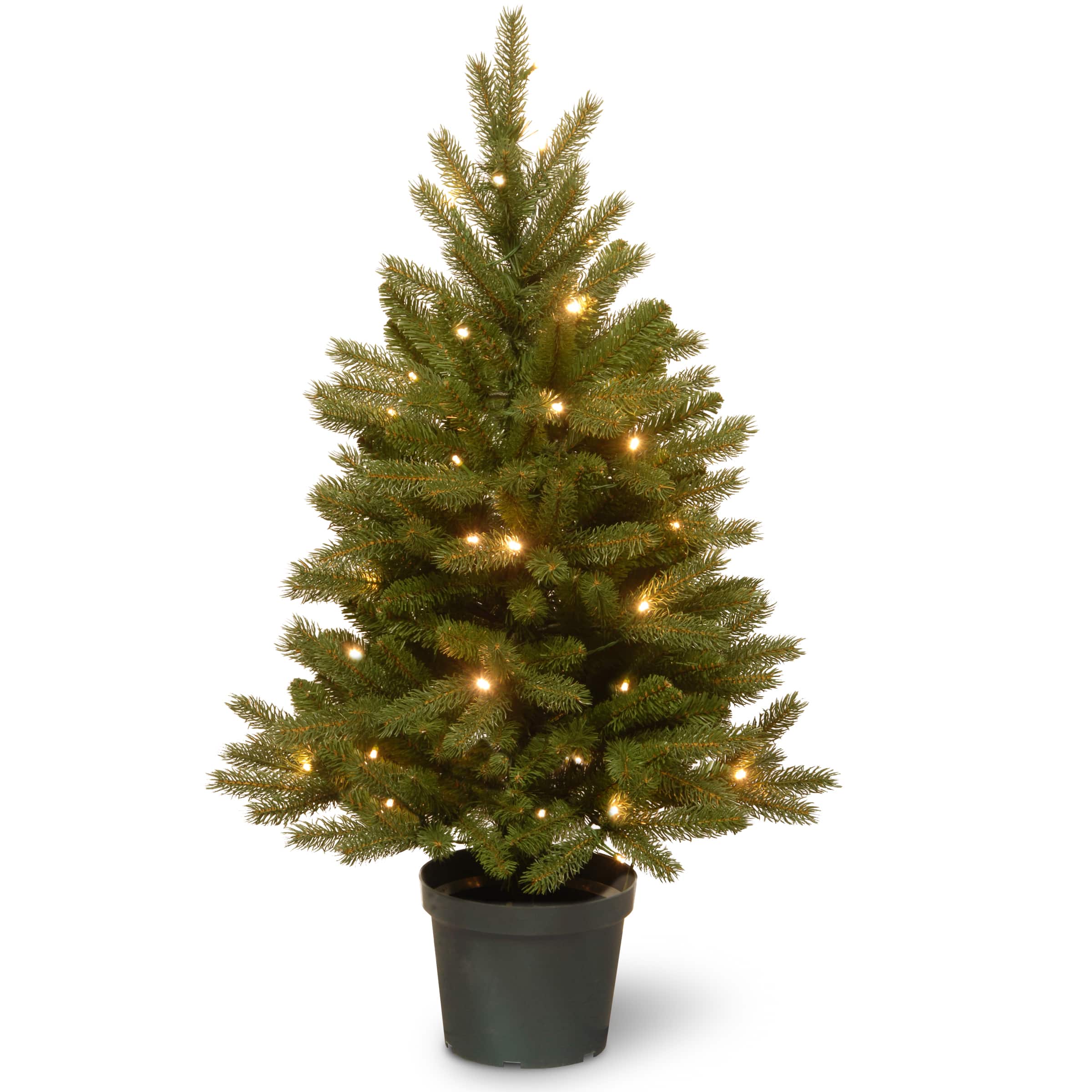 4 ft. Pre-Lit Feel Real® Jersey Fraser Fir Artificial Christmas Tree In Growers Pot, Warm White LED Lights