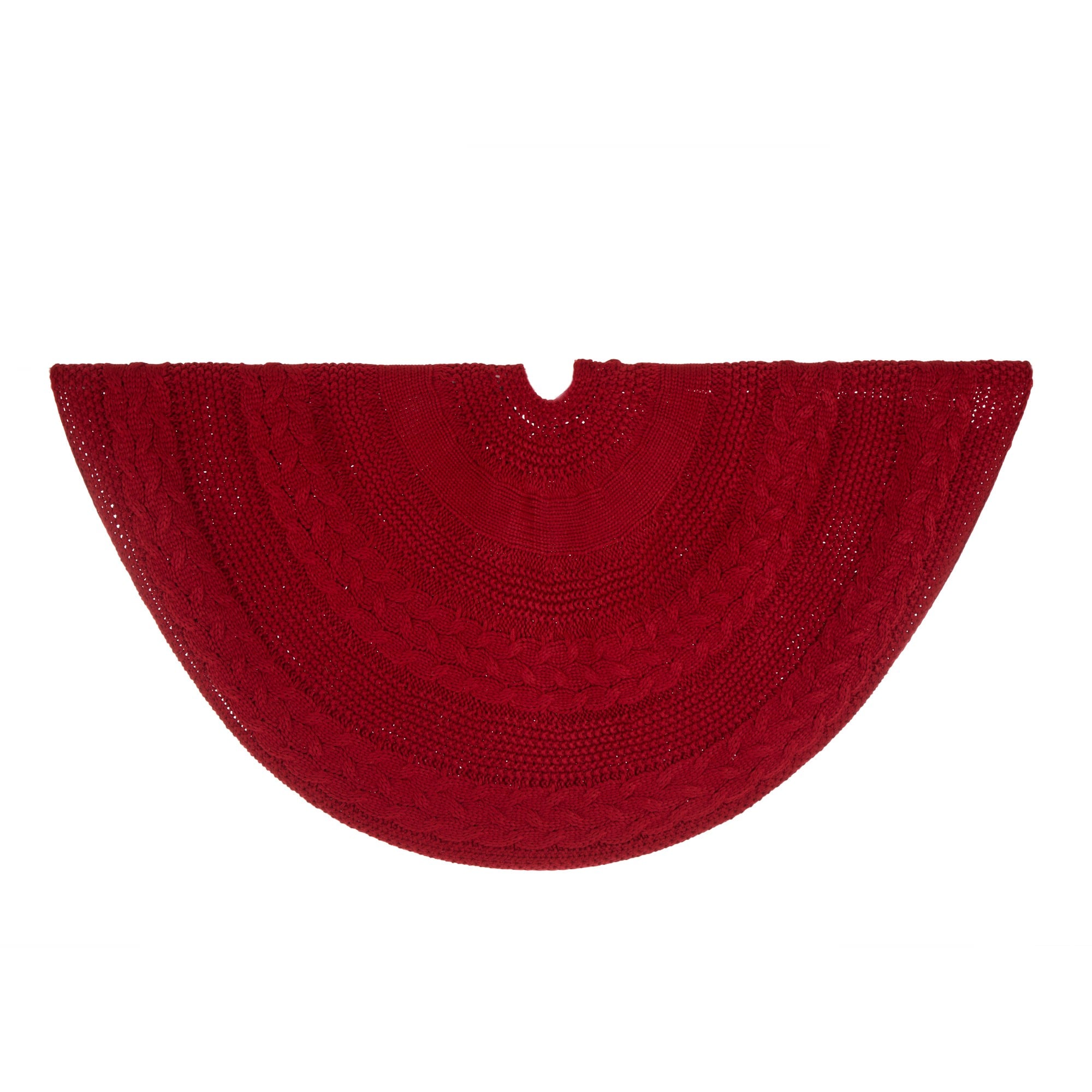 Glitzhome&#xAE; 52&#x22; Red Knited Acrylic Christmas Tree Skirt