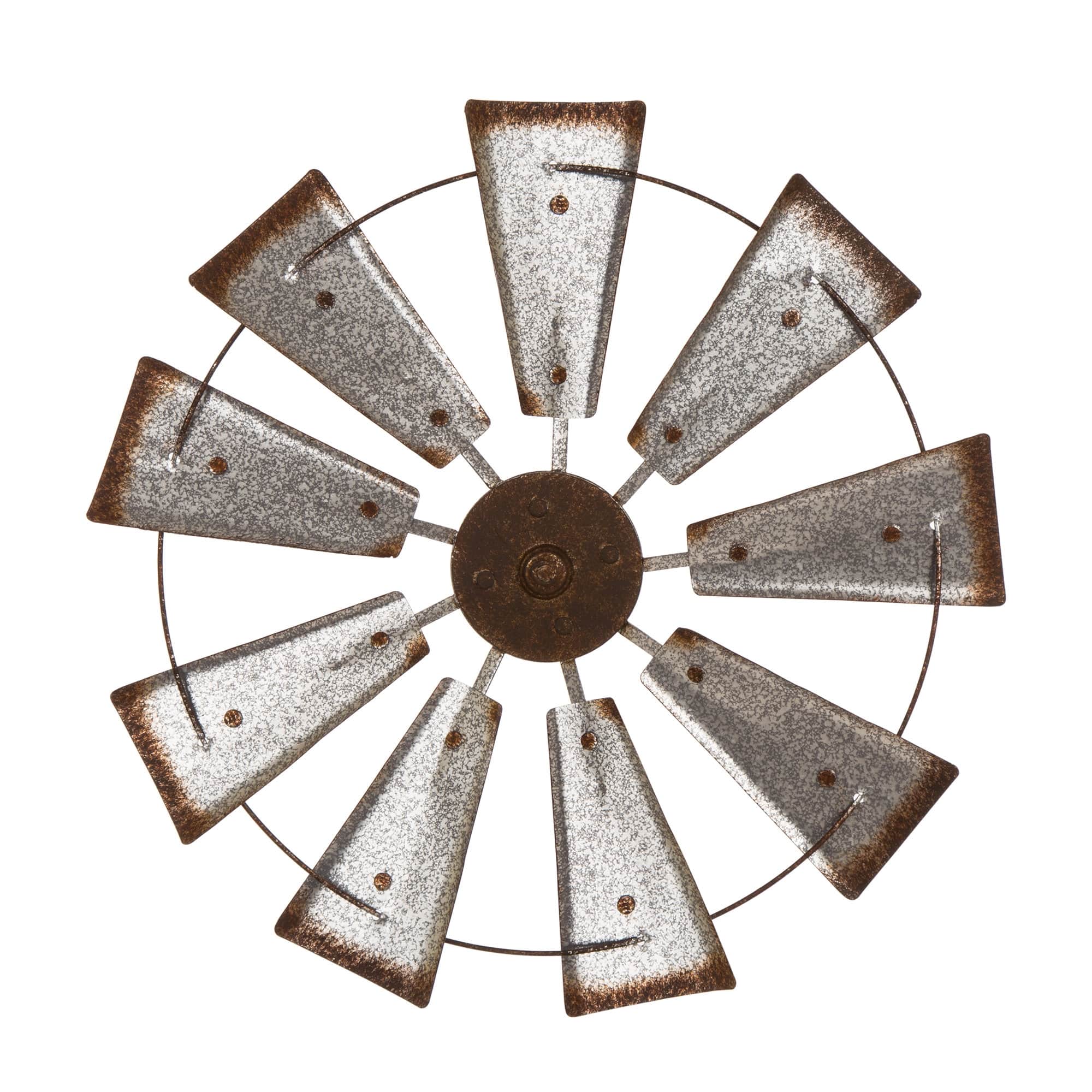 Glitzhome® 22" Farmhouse Metal Galvanized Wind Spinner Wall Décor