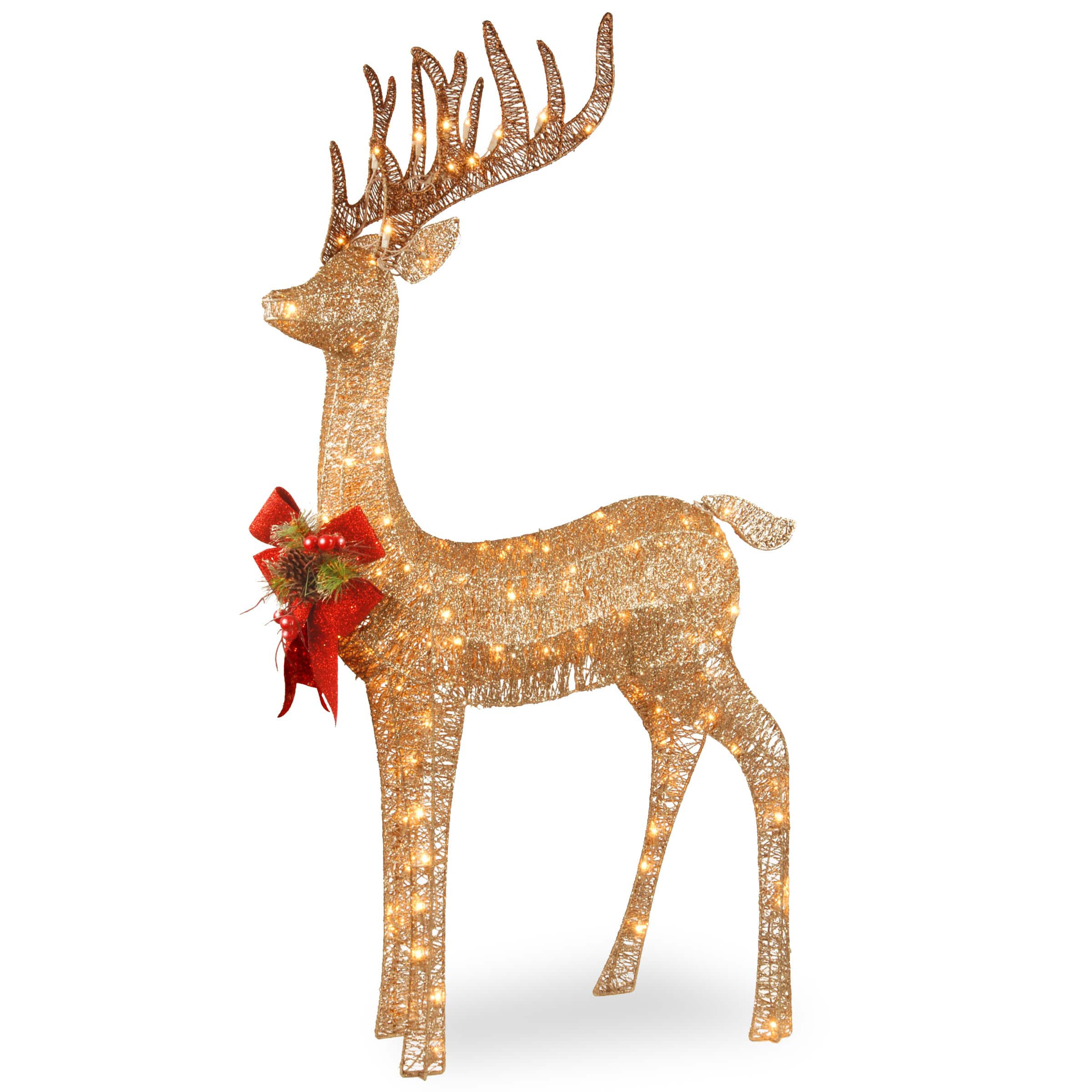 48" Champagne Standing Reindeer, Mini Clear LED Lights