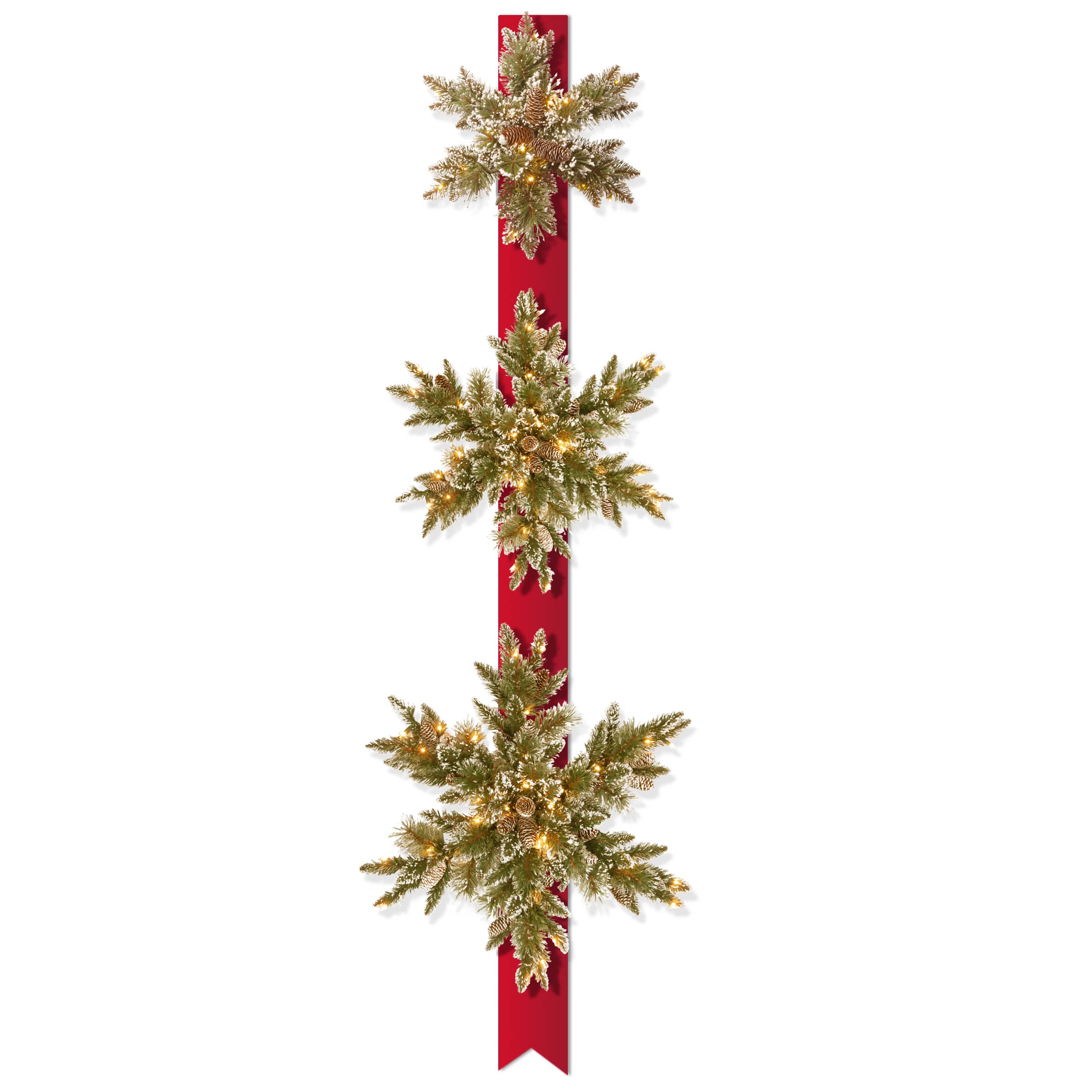 18", 22", & 26" Triple Snowflake Door Décor Piece With Warm White Twinkle LED Lights