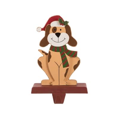 Glitzhome® Wooden & Metal Dog Christmas Stocking Holder | Michaels