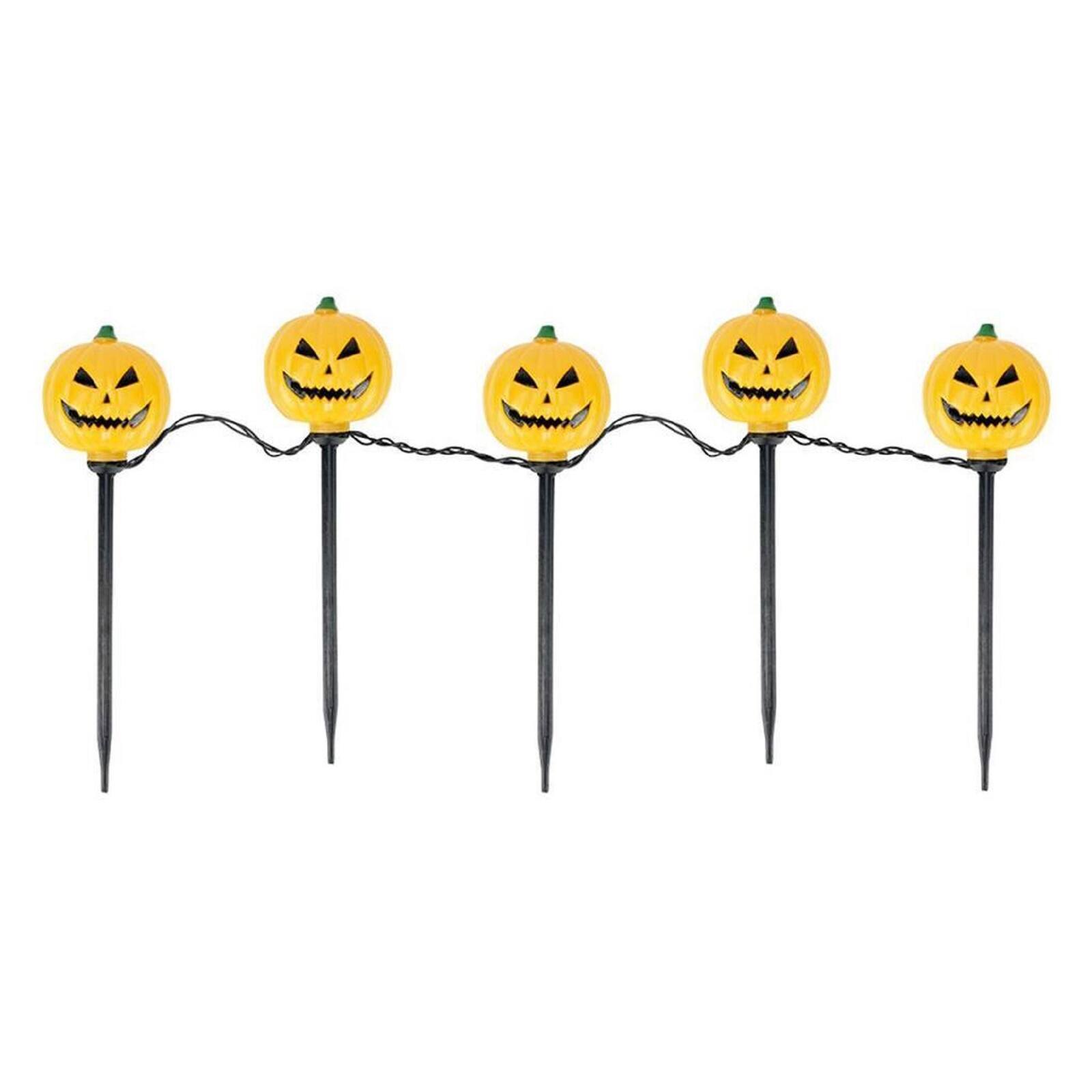 Clear Lighted Scary Jack-o-Lantern Halloween Pathway Markers, 5 Pack