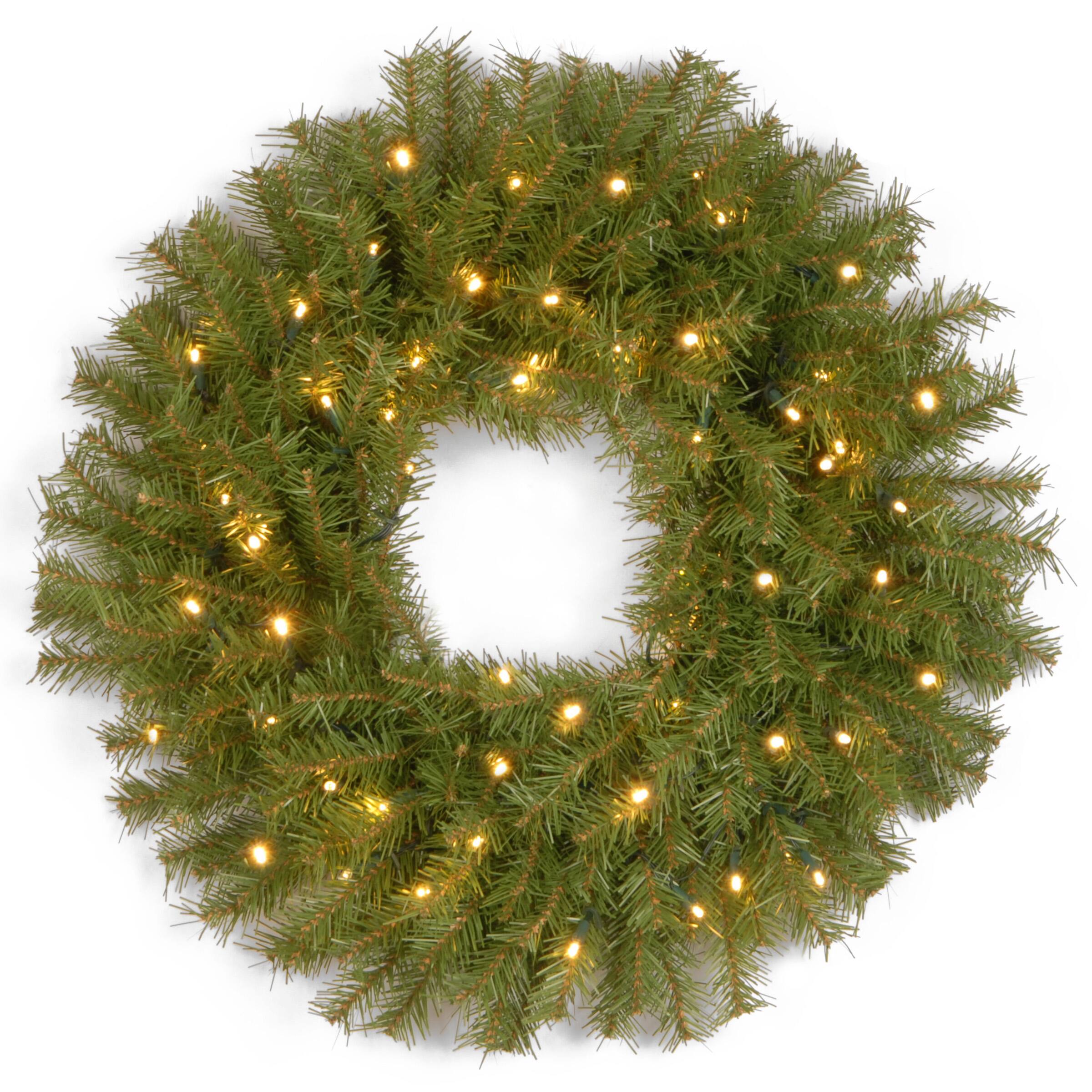 24" Norwood Fir Wreath With Warm White LED Lights