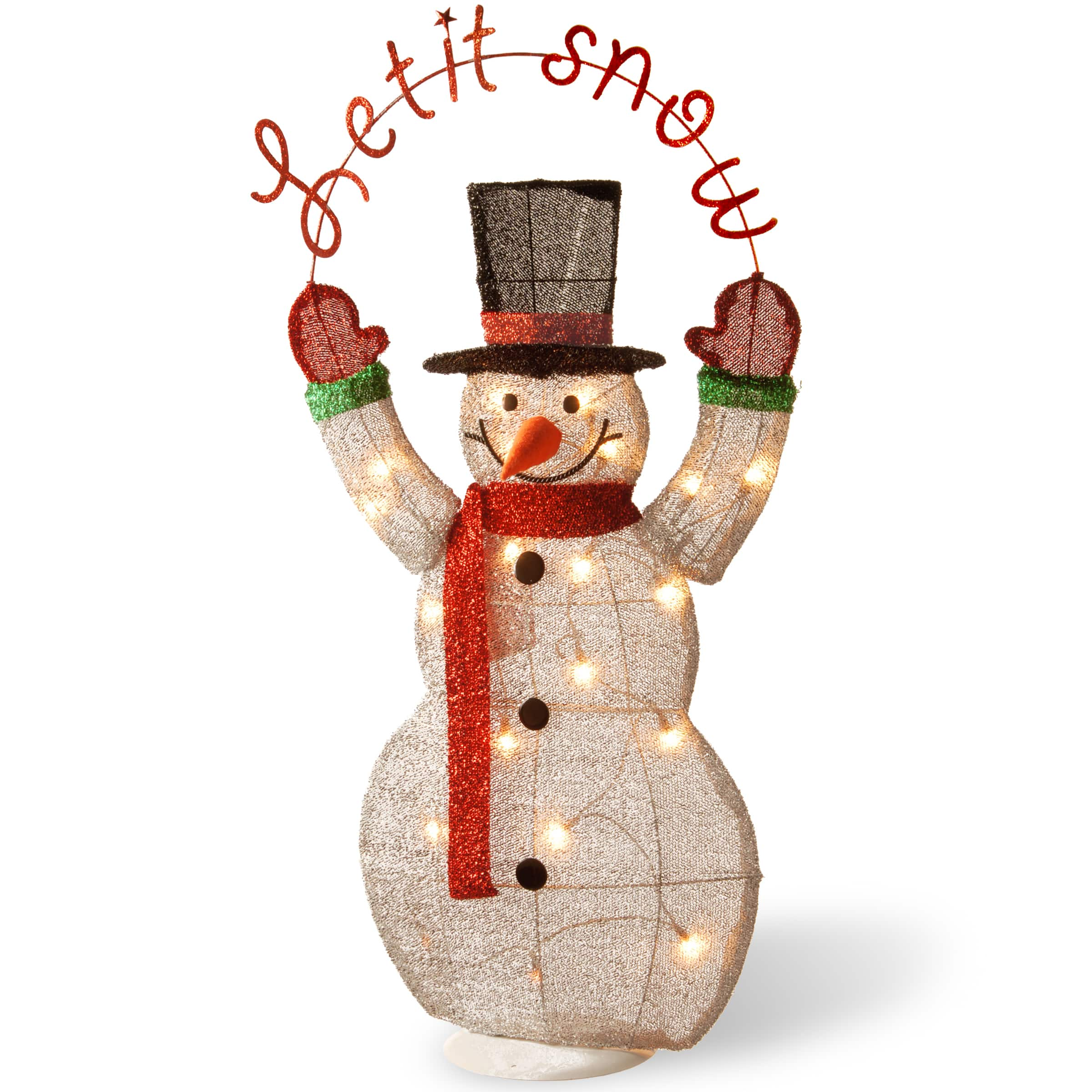 3ft. Silver Fabric Tinsel 2D Snowman Holding a Sign 