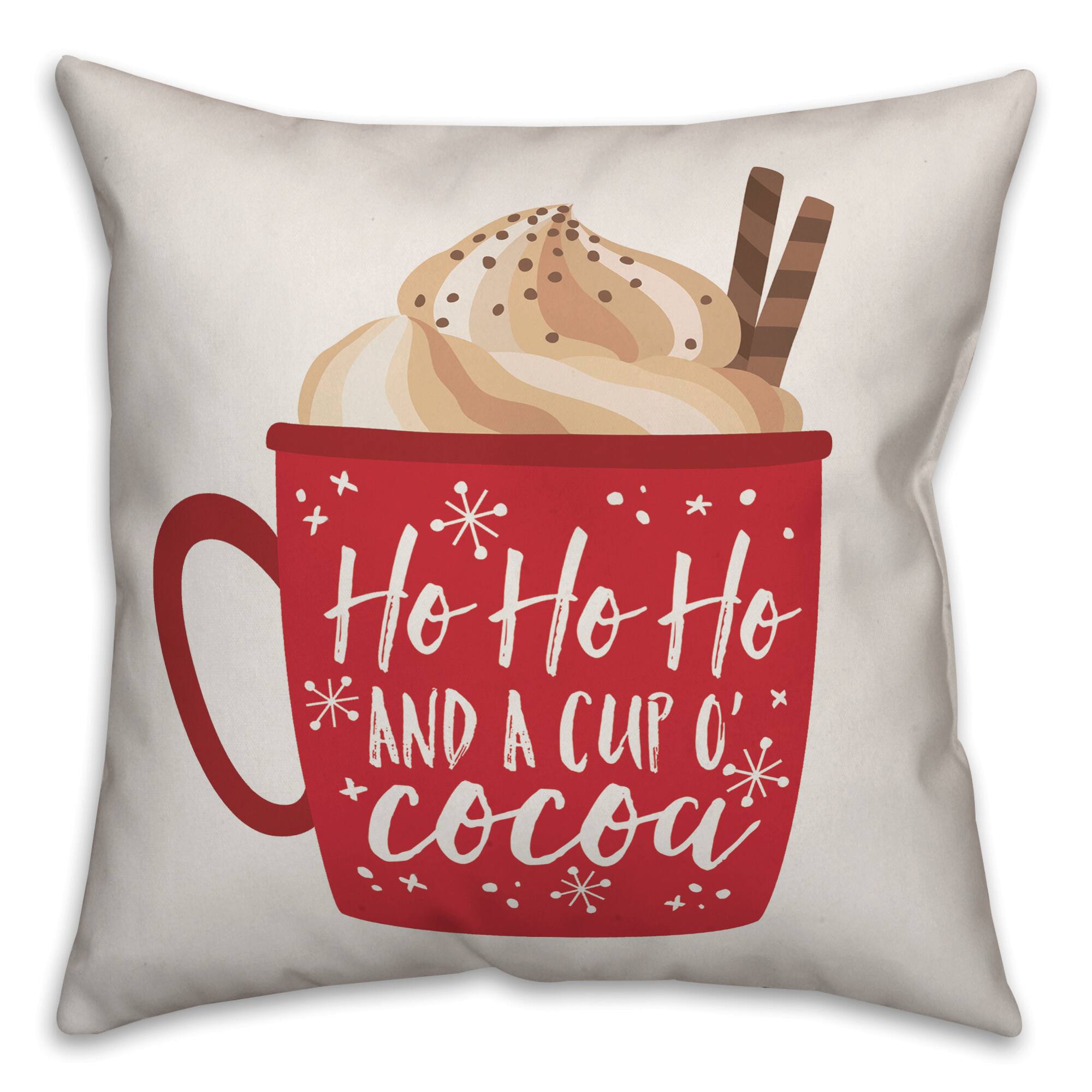 Designs Direct Ho Ho Ho and a Cup of Cocoa 18x18 Throw Pillow