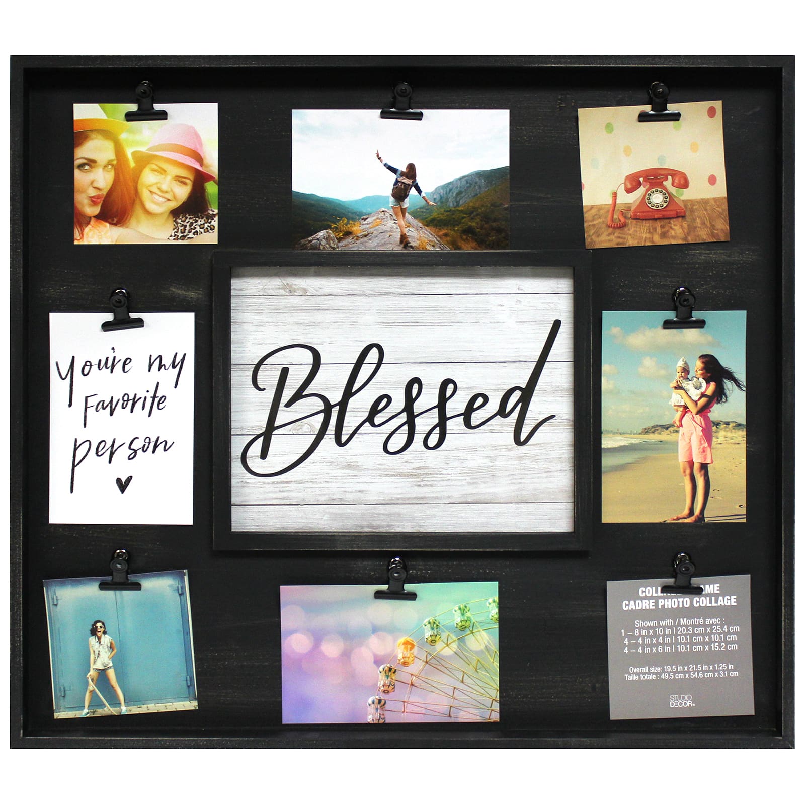 6 Pack: 9 Opening Black Rustic Collage Clip Frame by Studio D&#xE9;cor&#xAE;