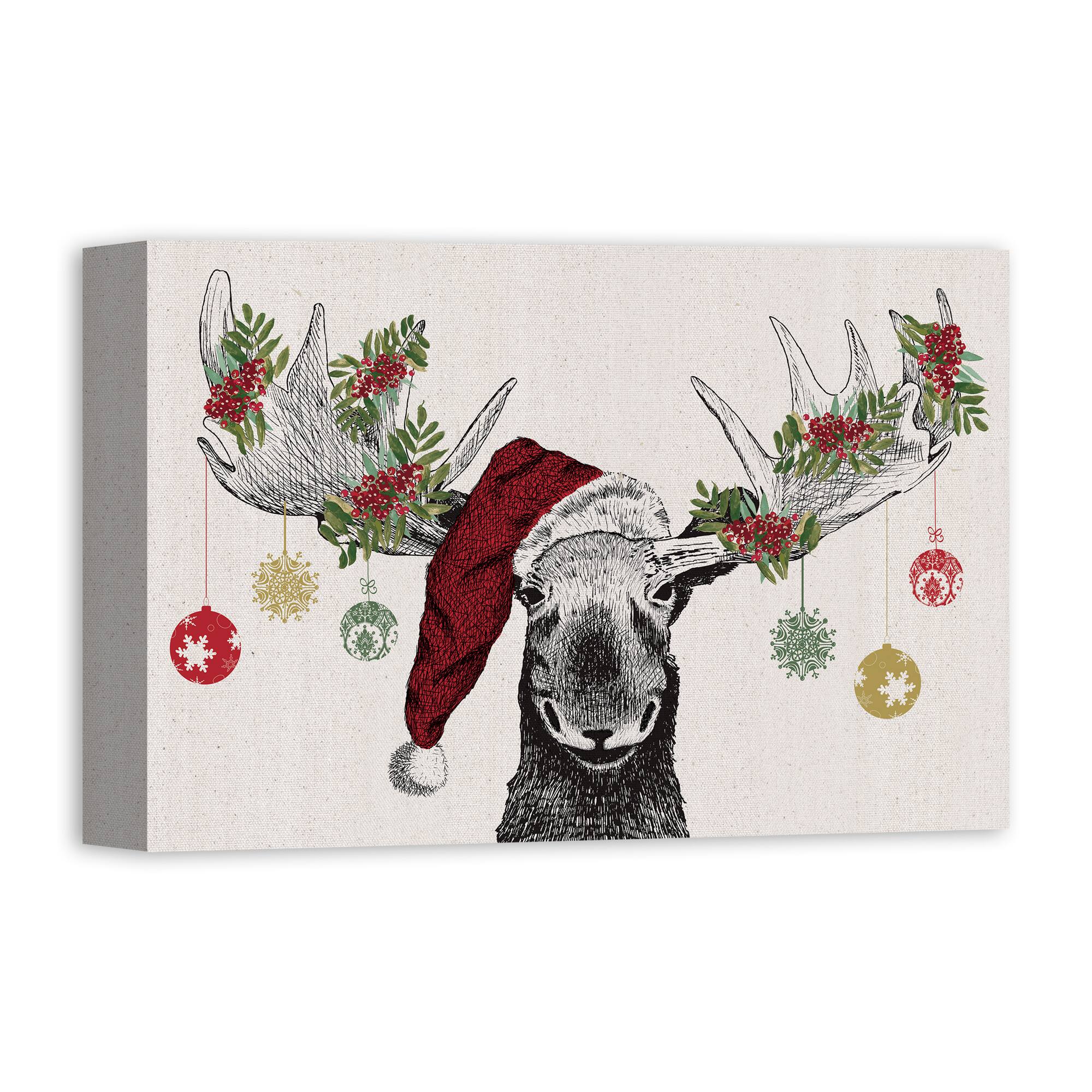 Christmas Moose Canvas Wall Art
