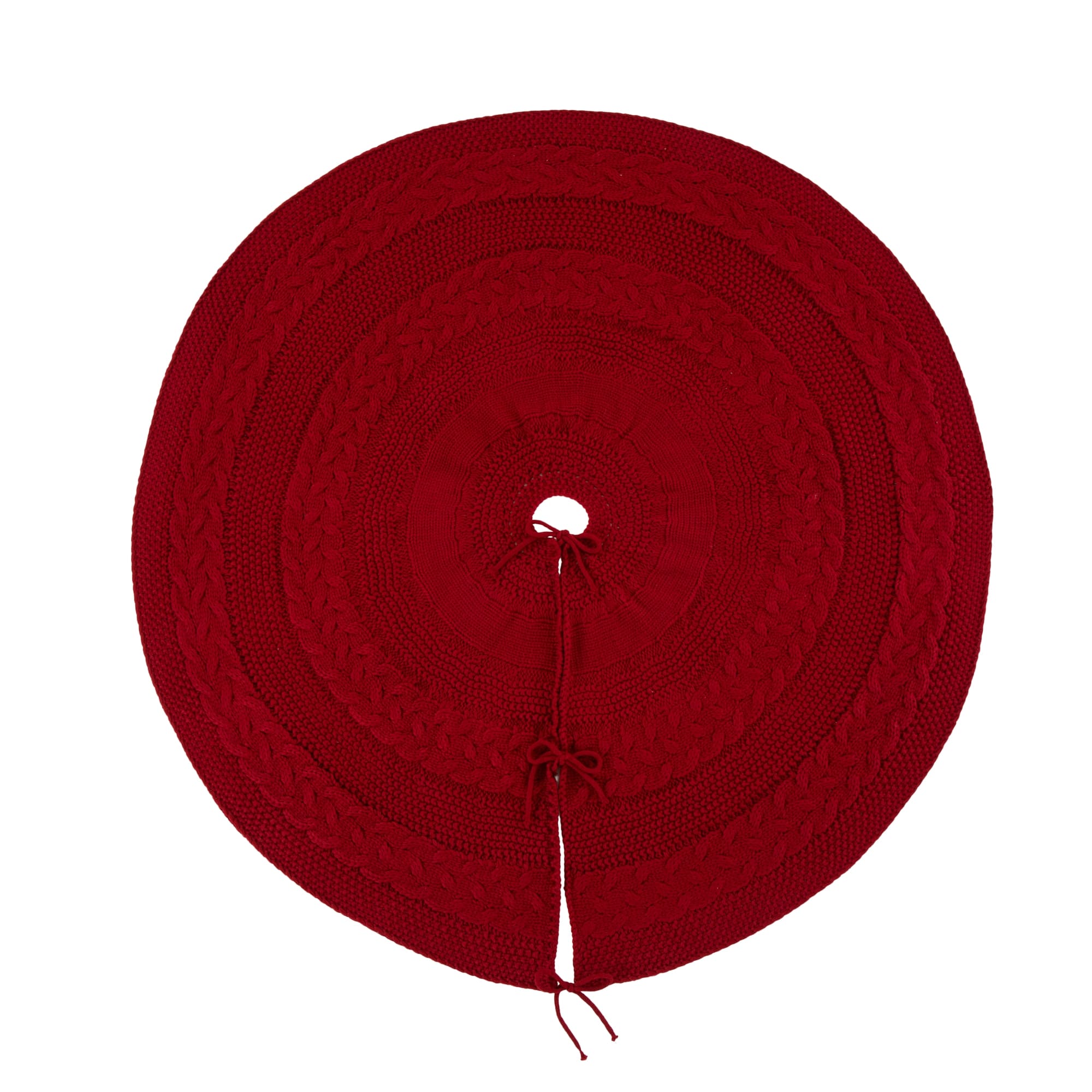 Glitzhome® 52" Red Knited Acrylic Christmas Tree Skirt