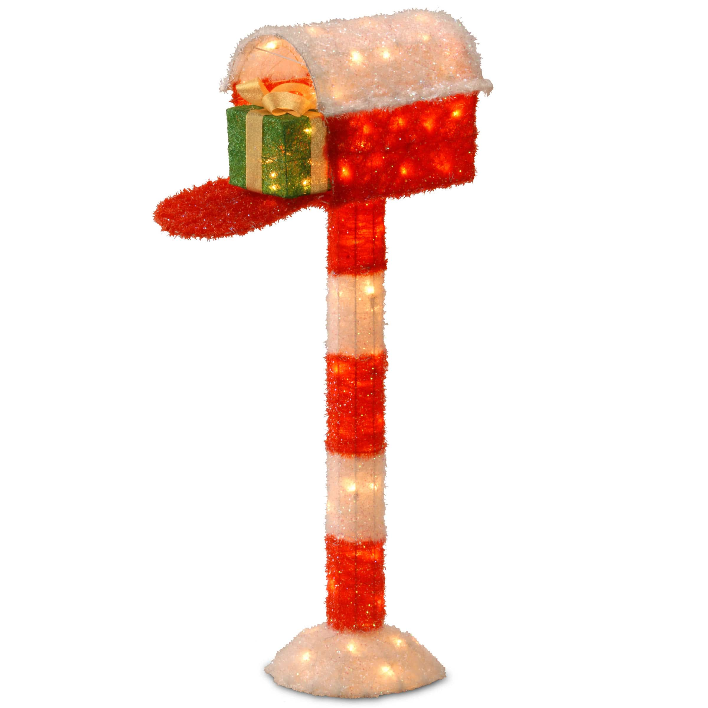 Get the 48" Tinsel Mailbox with Gift Decoration, Clear