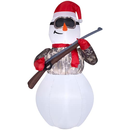 6ft. Airblown® Inflatable Christmas Hunting Snowman in Camo | Michaels