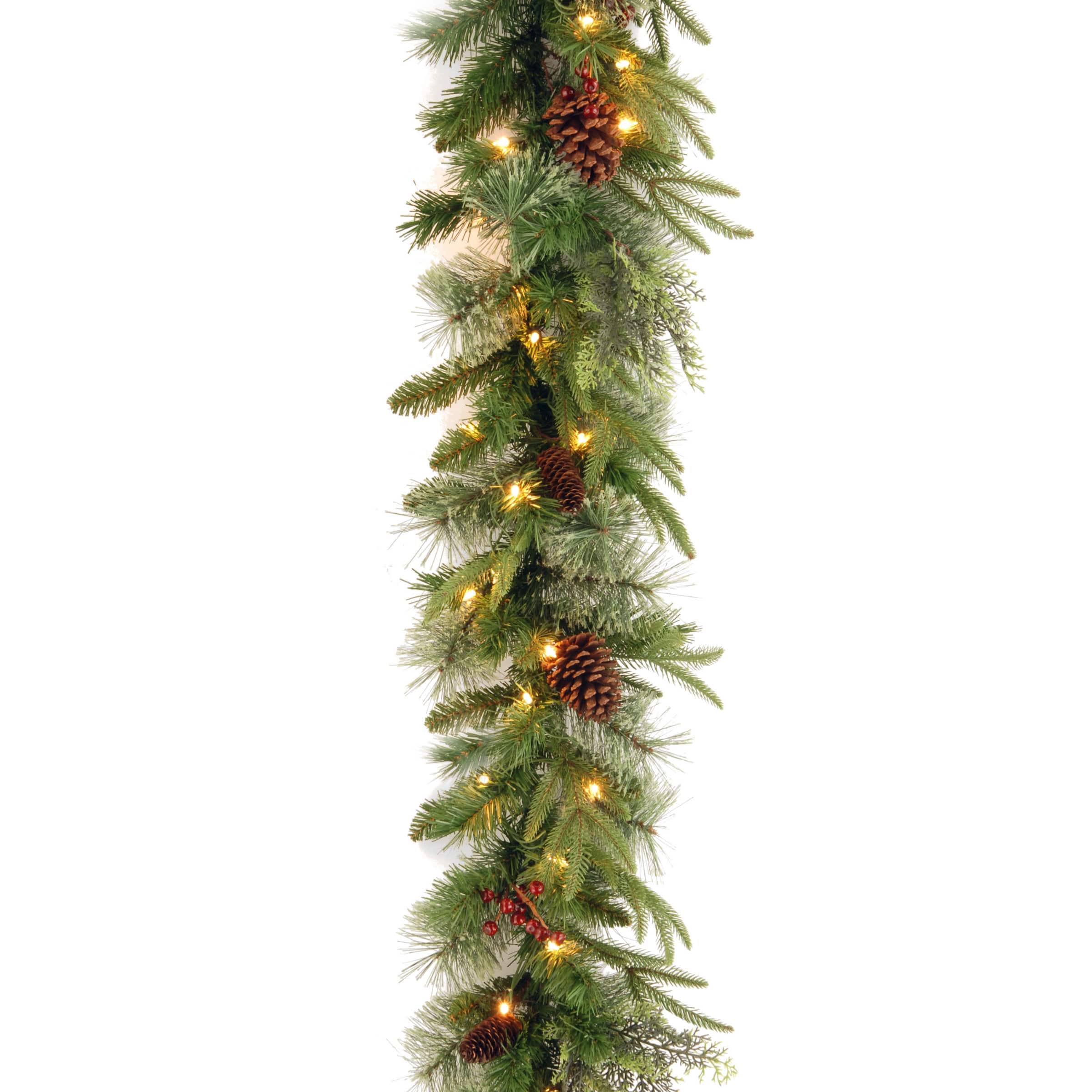 9’ x 10" Pre-lit "Feel-Real" Artificial Christmas Colonial Garland with Berries, Cones and 50 Clear Lights