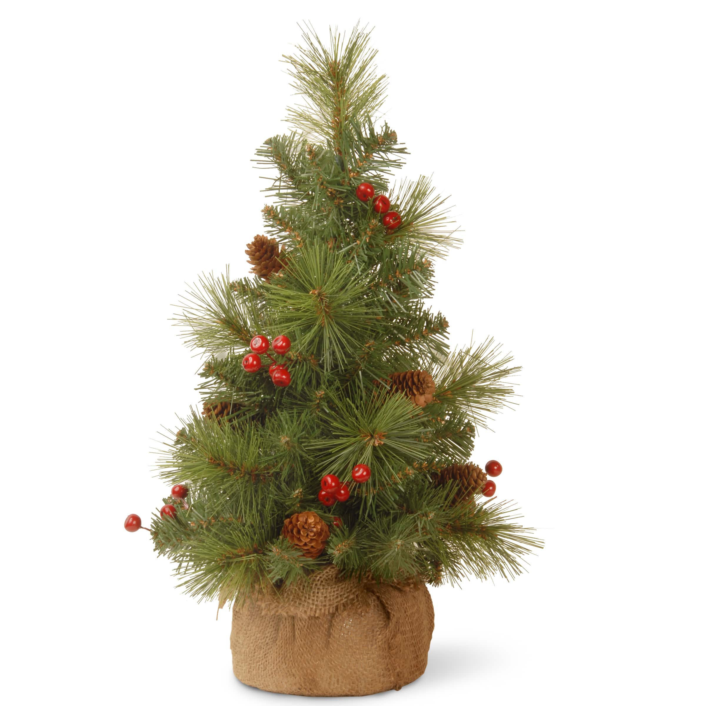 18" Unlit Everyday Collection Miniature Pinecone & Berry Artificial Christmas Tree in Burlap Base