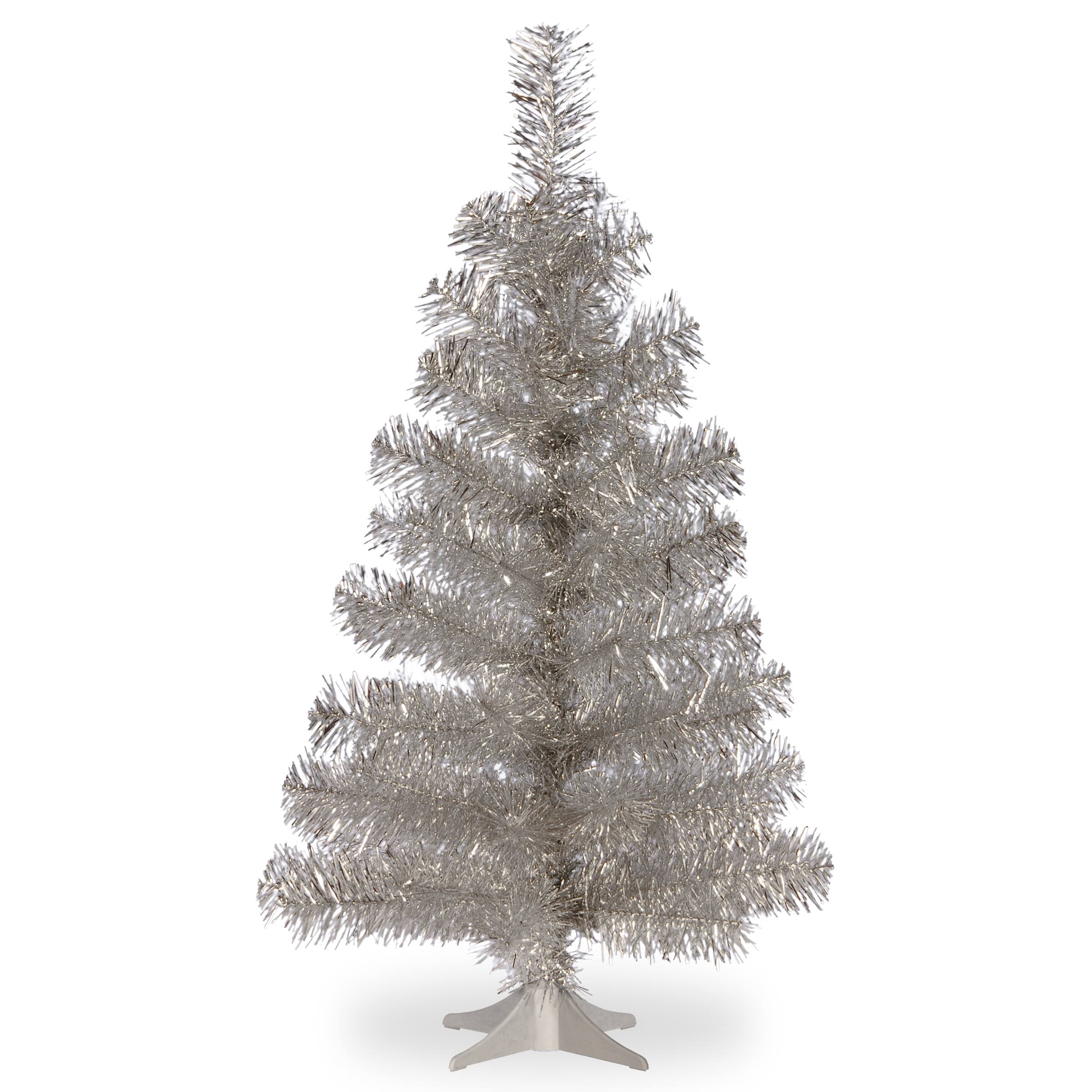 3FT Silver Tinsel Christmas Tree Home Garden Decor Unlit Artificial In&Outdoor 