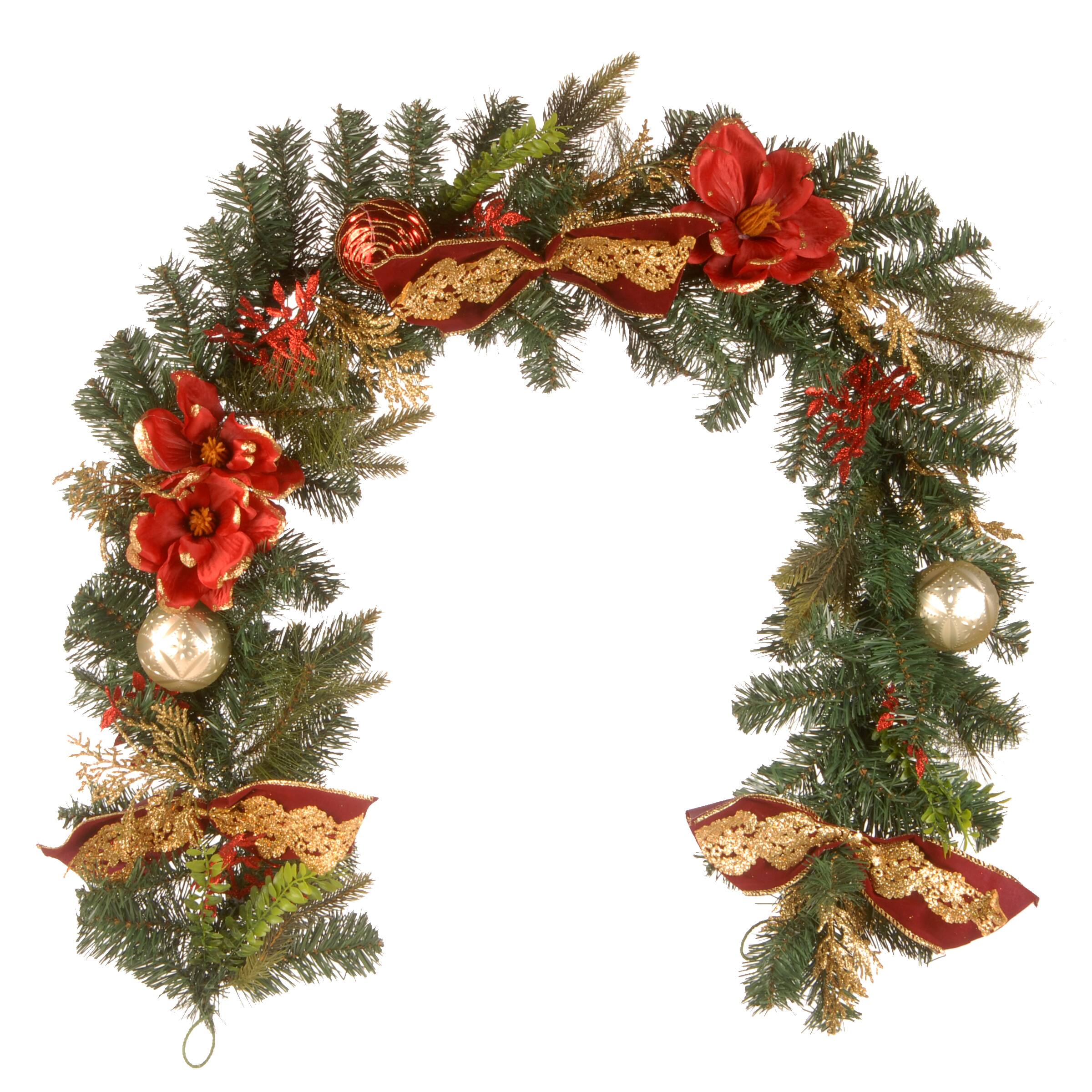 6'x12" Unlit Decorative Artificial Christmas Garland with Ornaments & Bows